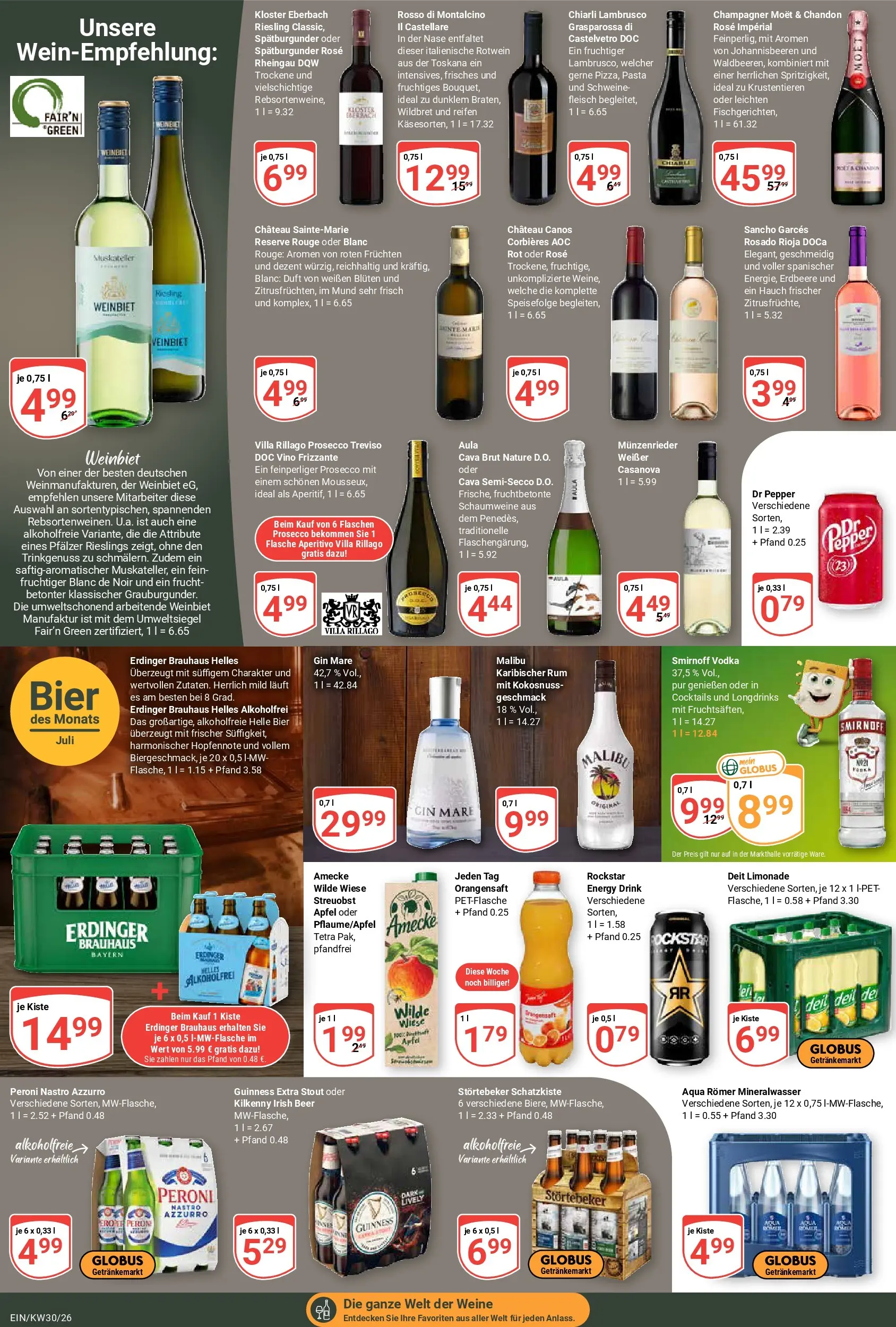 Globus Prospekt Homburg-Einöd (ab 20.07.2026) » Angebote online | Seite: 18 | Produkte: Äpfel, Mineralwasser, Smirnoff, Gin