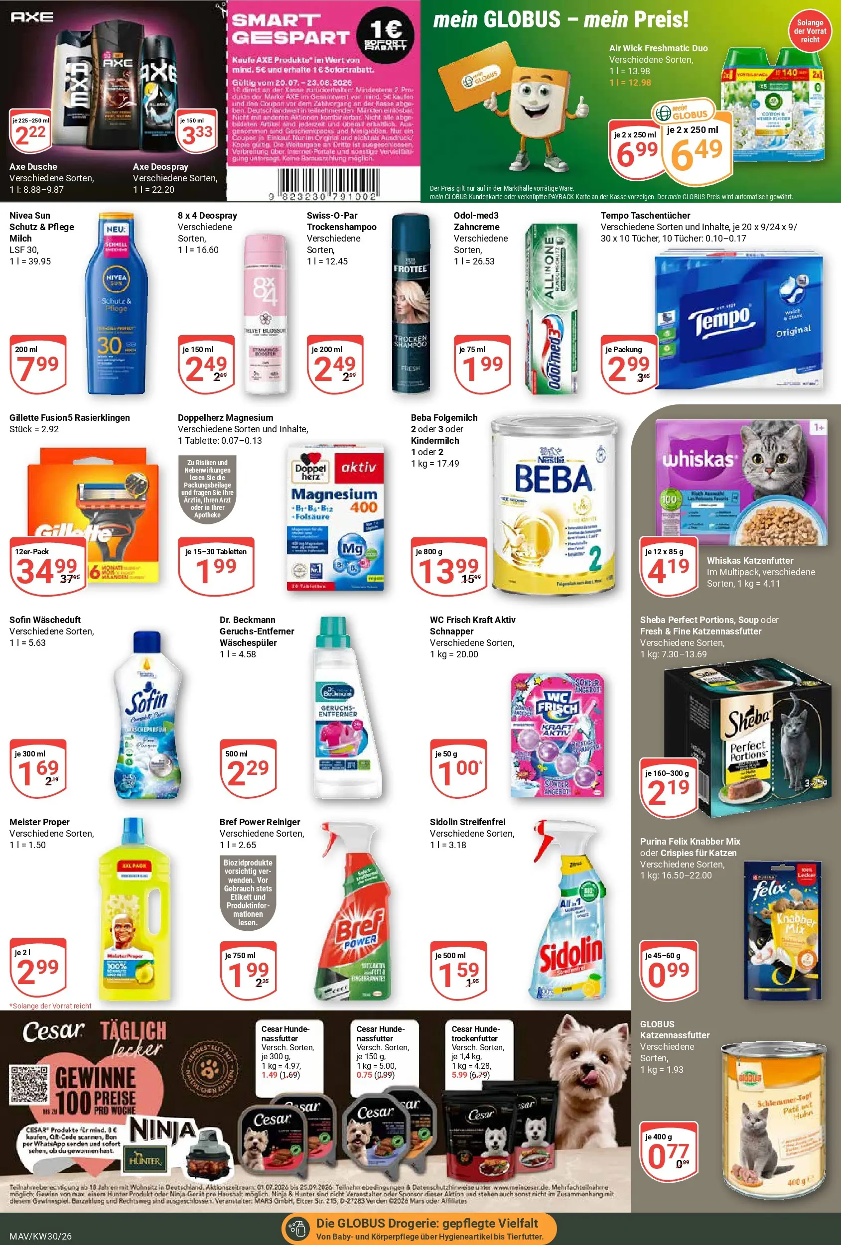Globus Prospekt Mannheim (ab 20.07.2026) » Angebote online | Seite: 19 | Produkte: Sheba, Wc frisch, Deospray, Whiskas