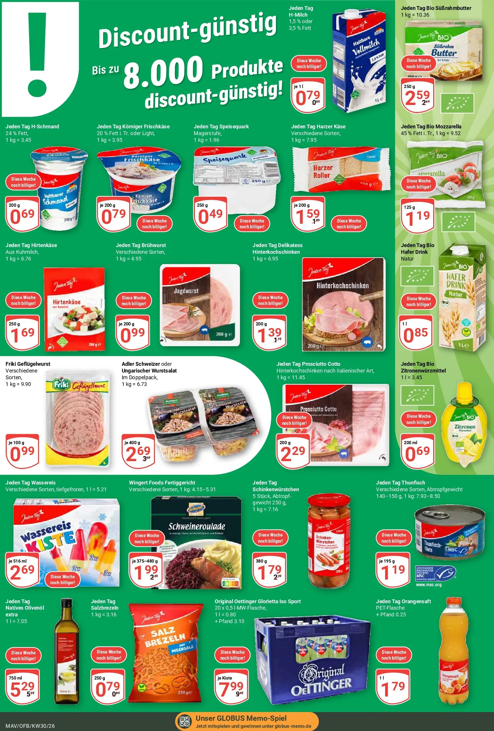 Globus Prospekt Mannheim (ab 20.07.2026) » Angebote online | Seite: 21 | Produkte: Käse, Oettinger, Schinken, Speisequark