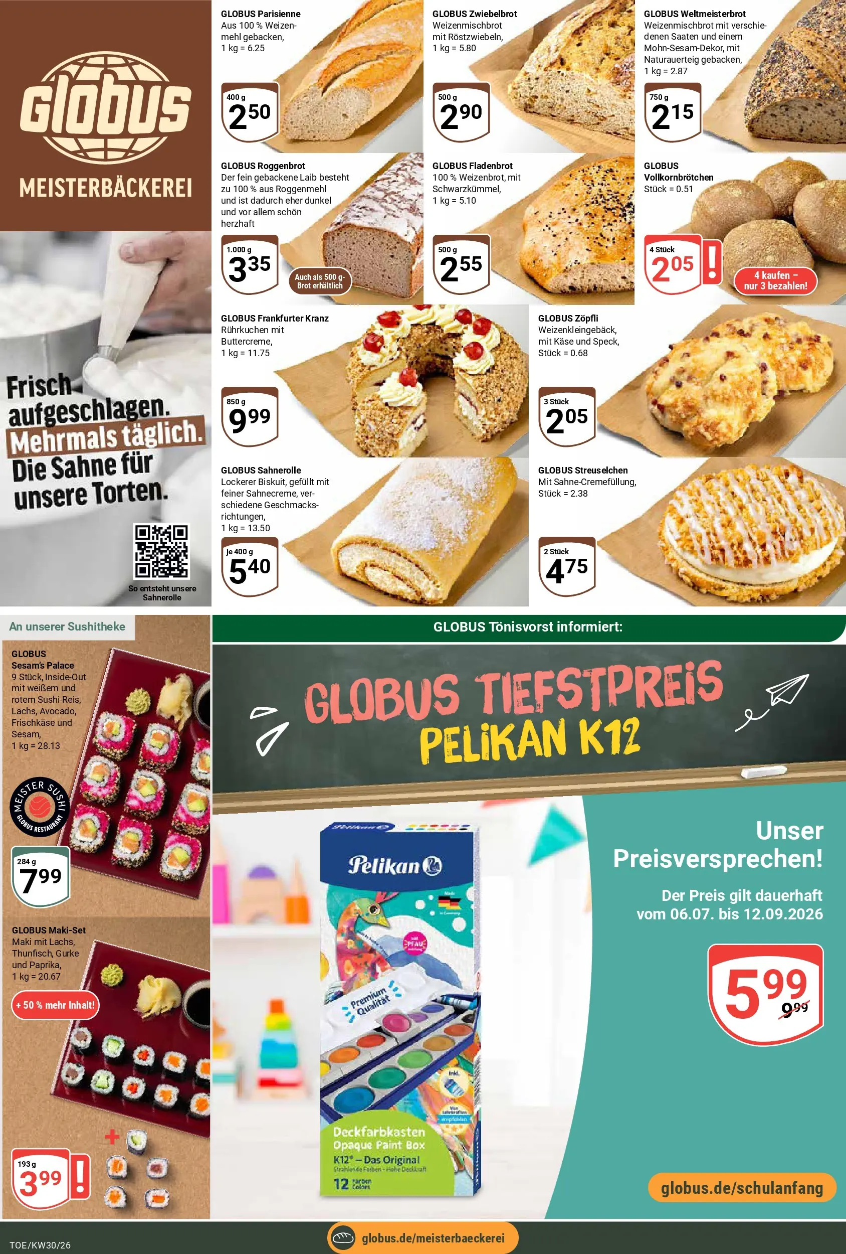 Globus Prospekt Tönisvorst (ab 20.07.2026) » Angebote online | Seite: 6 | Produkte: Mehl, Box, Brot, Frischkase