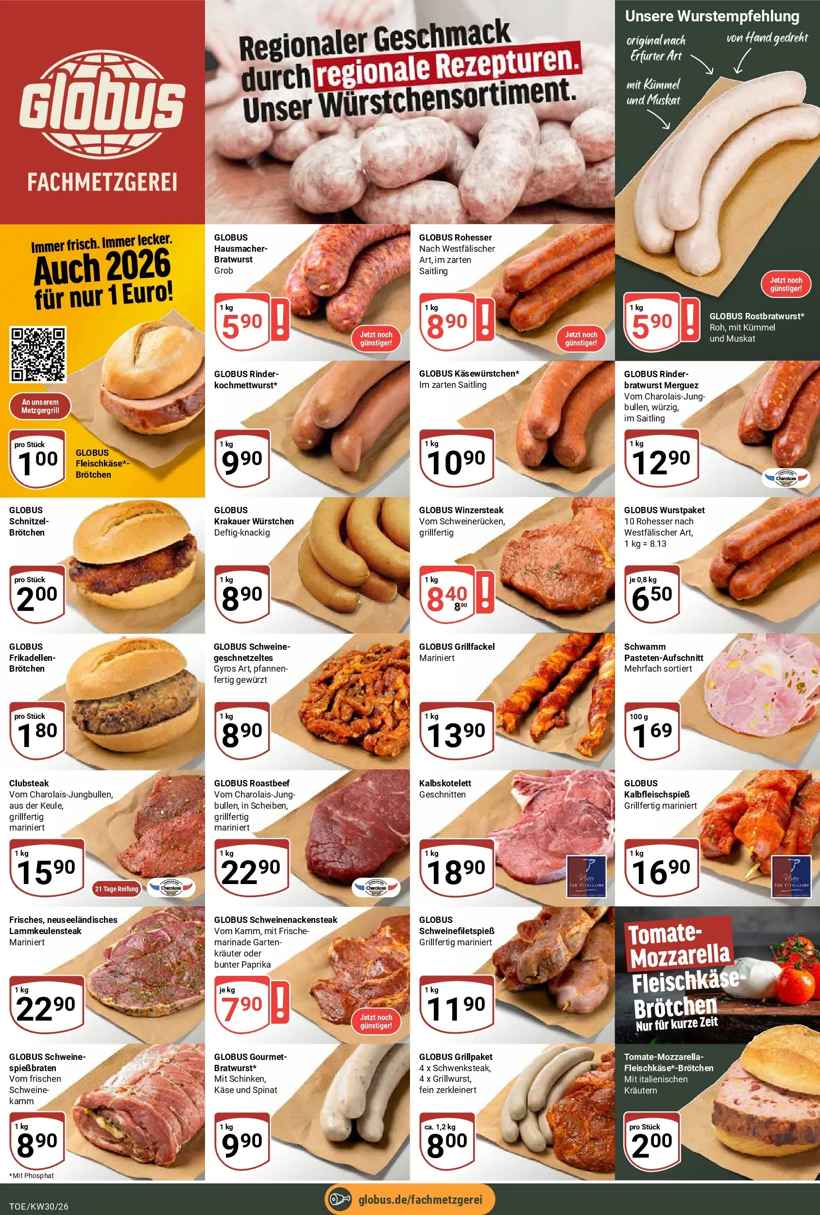 Globus Prospekt Tönisvorst (ab 20.07.2026) » Angebote online | Seite: 7 | Produkte: Mozzarella, Bratwurst, Schnitzel, Roastbeef