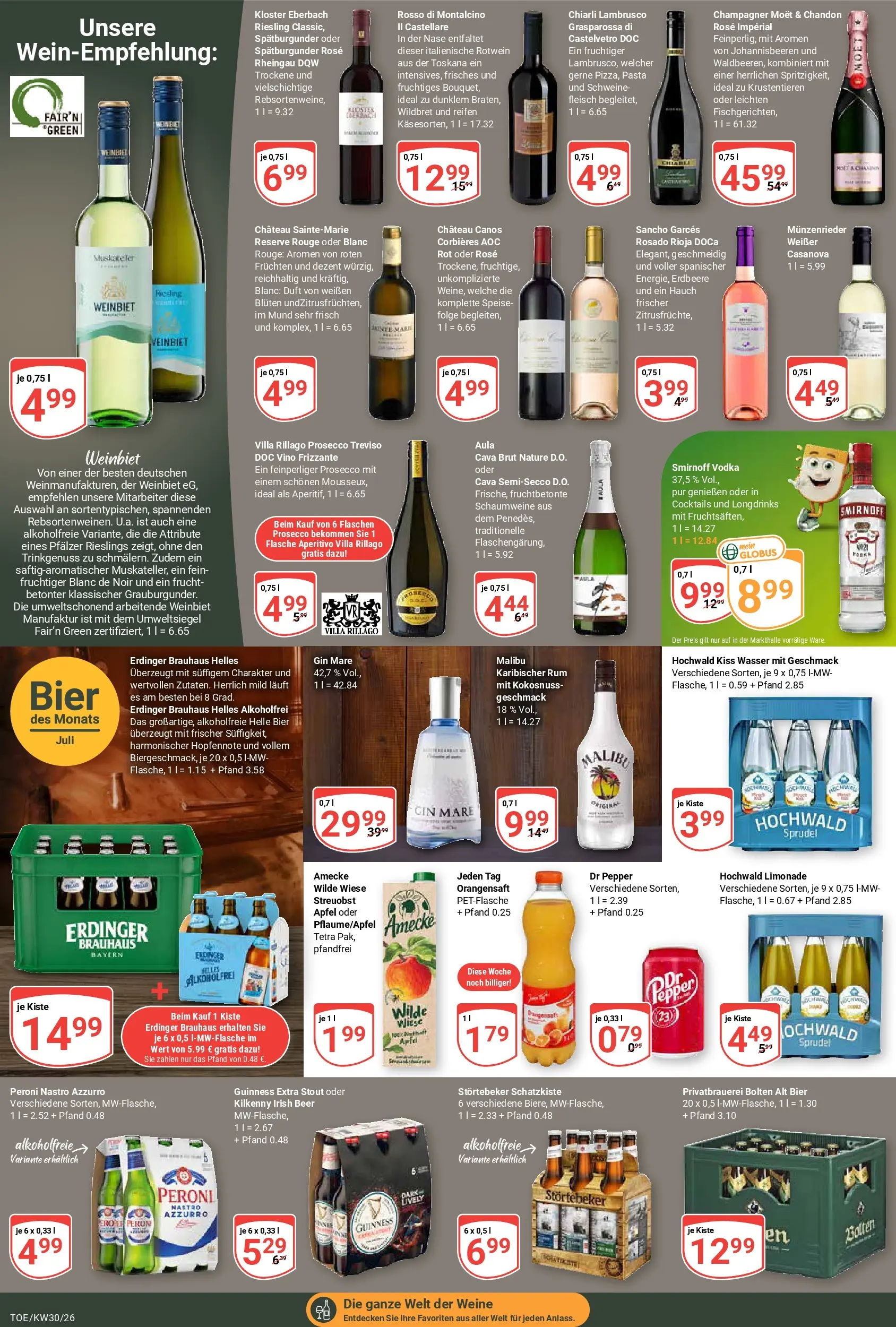Globus Prospekt Tönisvorst (ab 20.07.2026) » Angebote online | Seite: 14 | Produkte: Duft, Wasser, Smirnoff, Gin