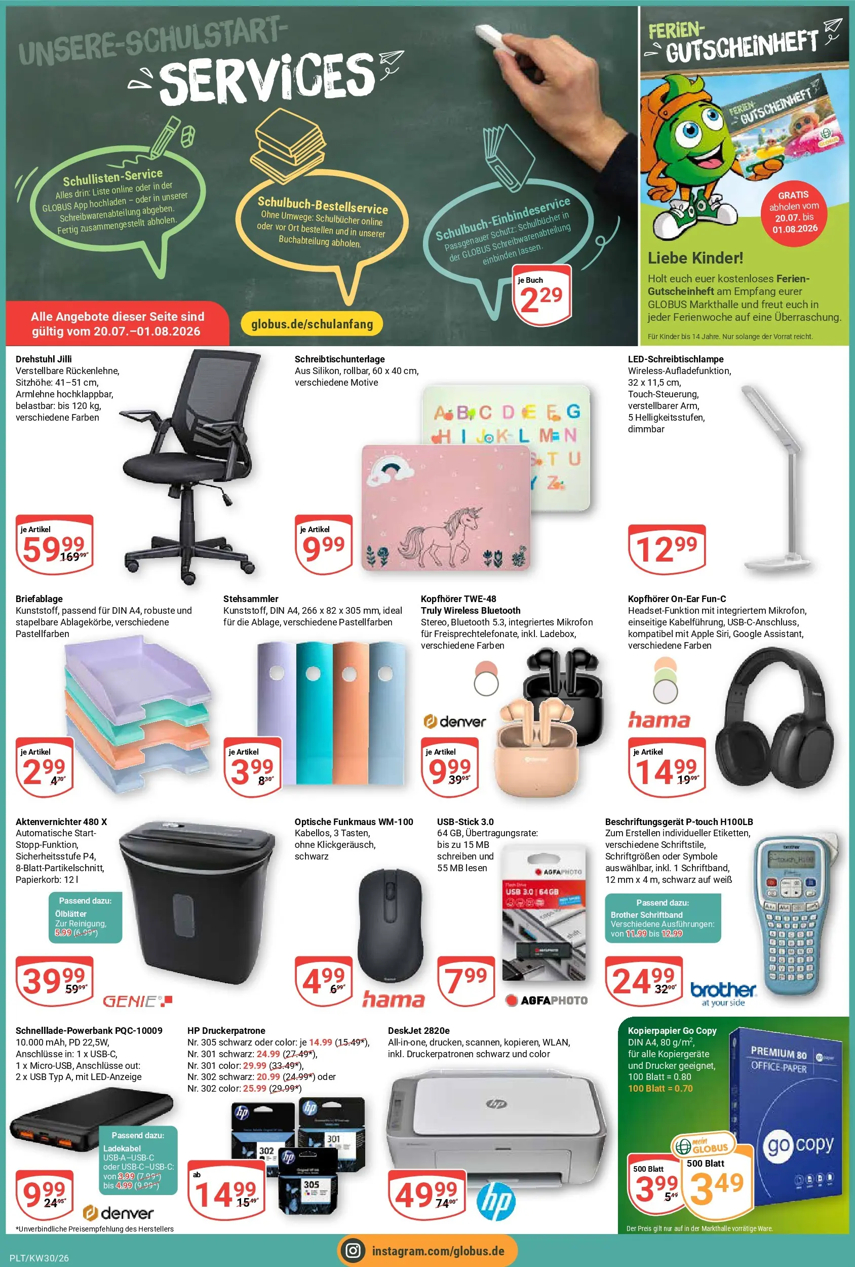 Globus Prospekt Plattling (ab 20.07.2026) » Angebote online | Seite: 4 | Produkte: HP, Mikrofon, Ladekabel, Drucker