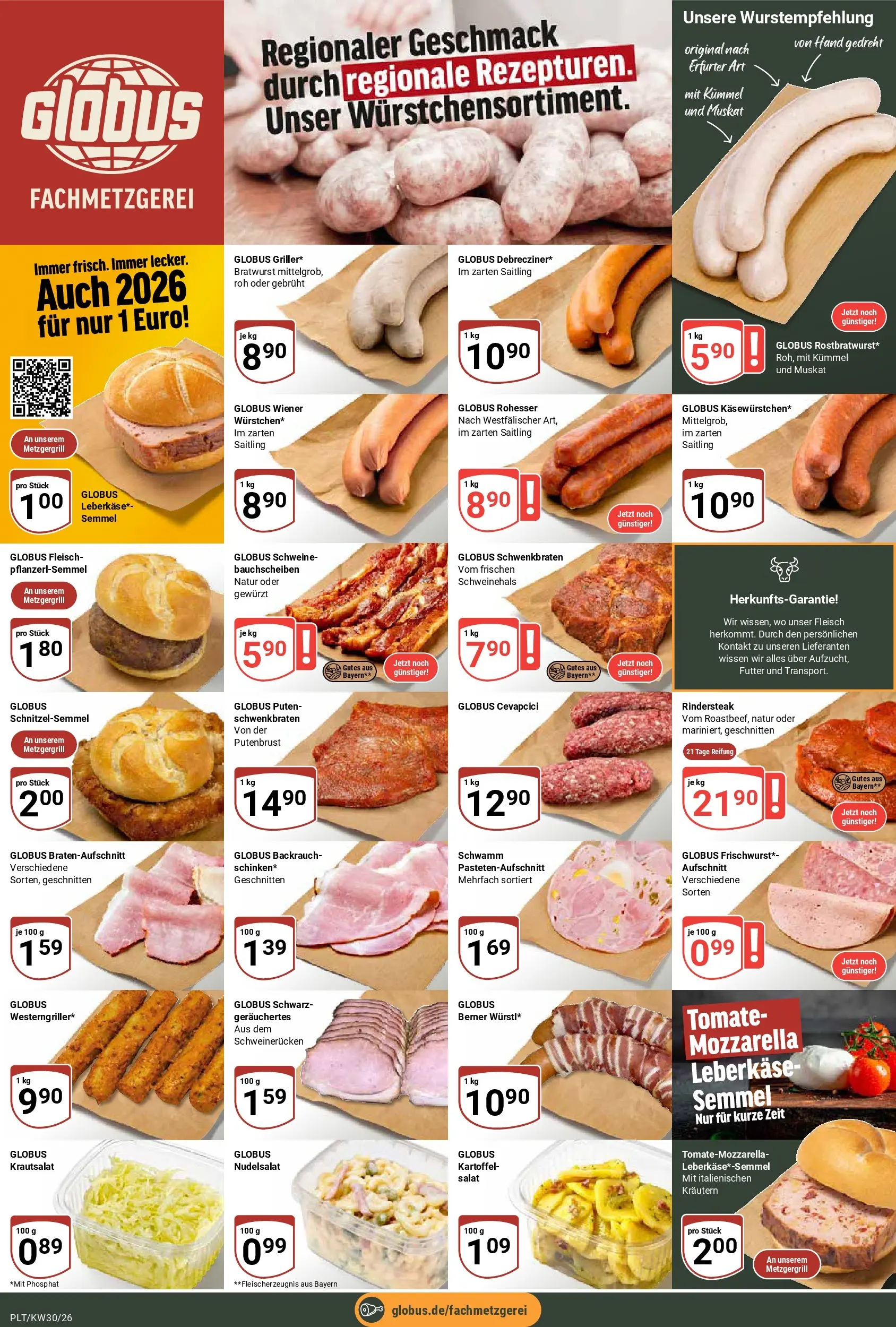 Globus Prospekt Plattling (ab 20.07.2026) » Angebote online | Seite: 11 | Produkte: Mozzarella, Schweinerucken, Fleisch, Salat