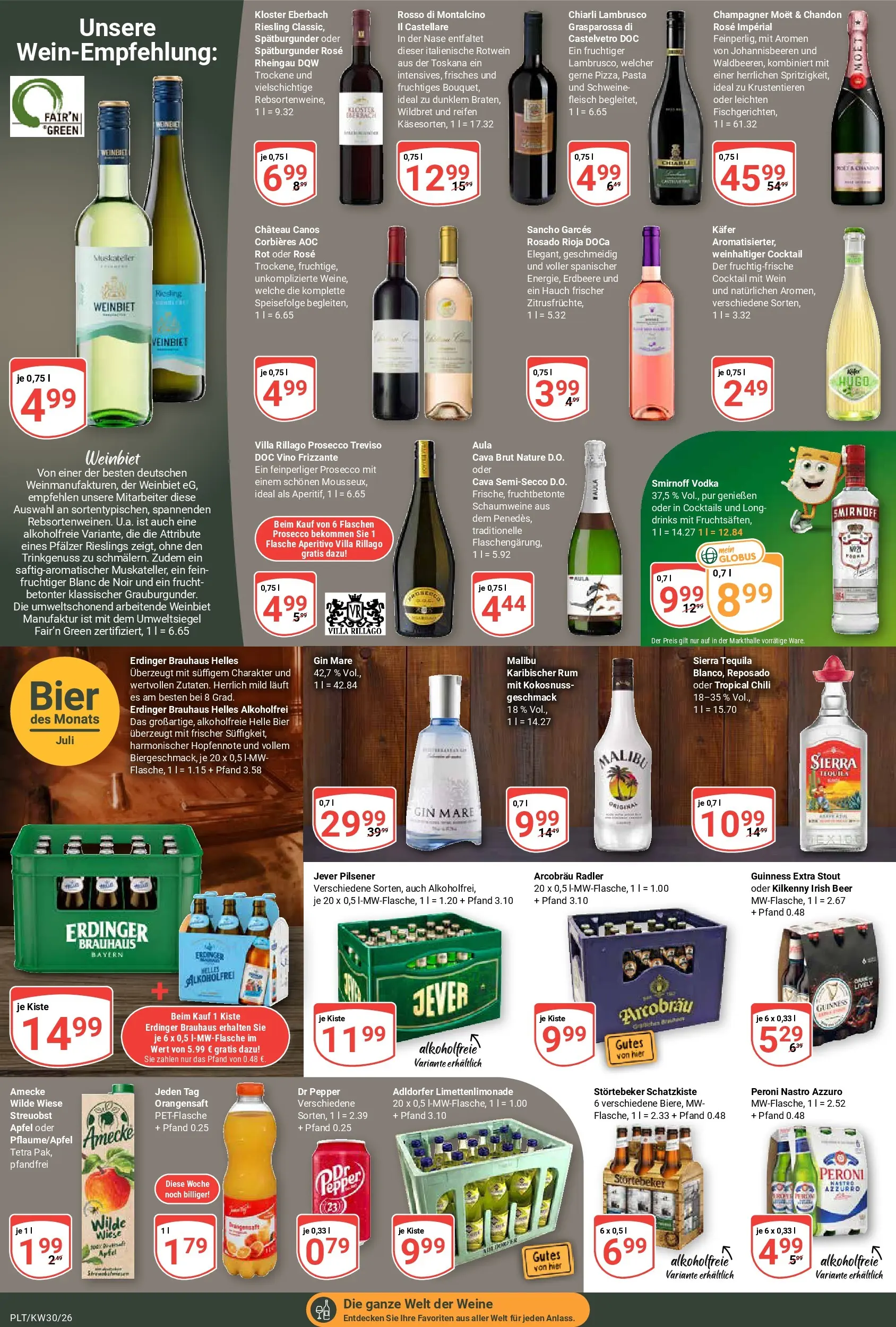 Globus Prospekt Plattling (ab 20.07.2026) » Angebote online | Seite: 17 | Produkte: Rotwein, Äpfel, Tequila, Radler