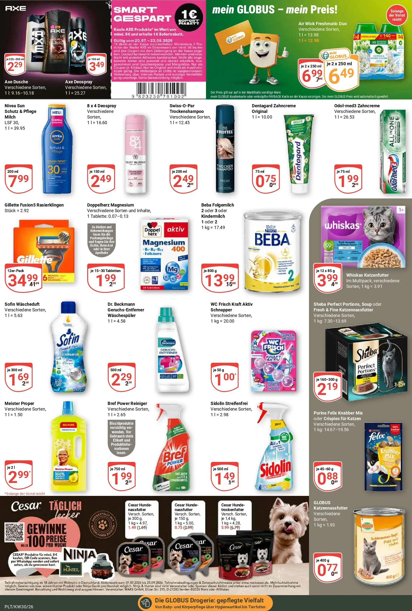 Globus Prospekt Plattling (ab 20.07.2026) » Angebote online | Seite: 18 | Produkte: Katzenfutter, Mars, Wc frisch, Whiskas