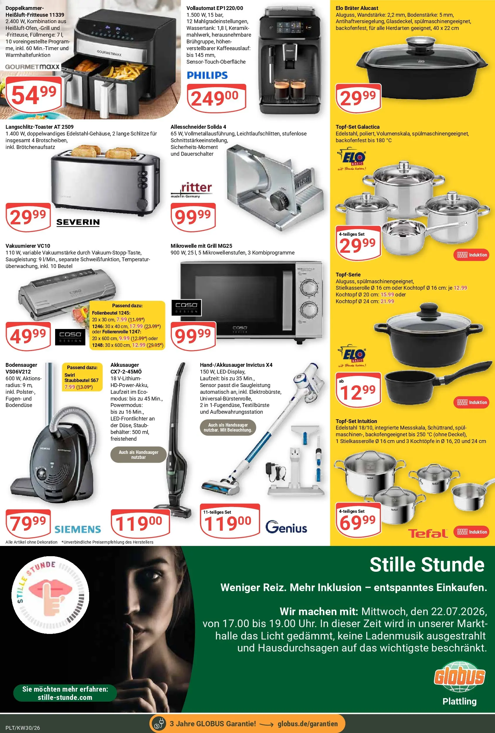 Globus Prospekt Plattling (ab 20.07.2026) » Angebote online | Seite: 22 | Produkte: Philips, Siemens, Mikrowelle, Vakuumierer