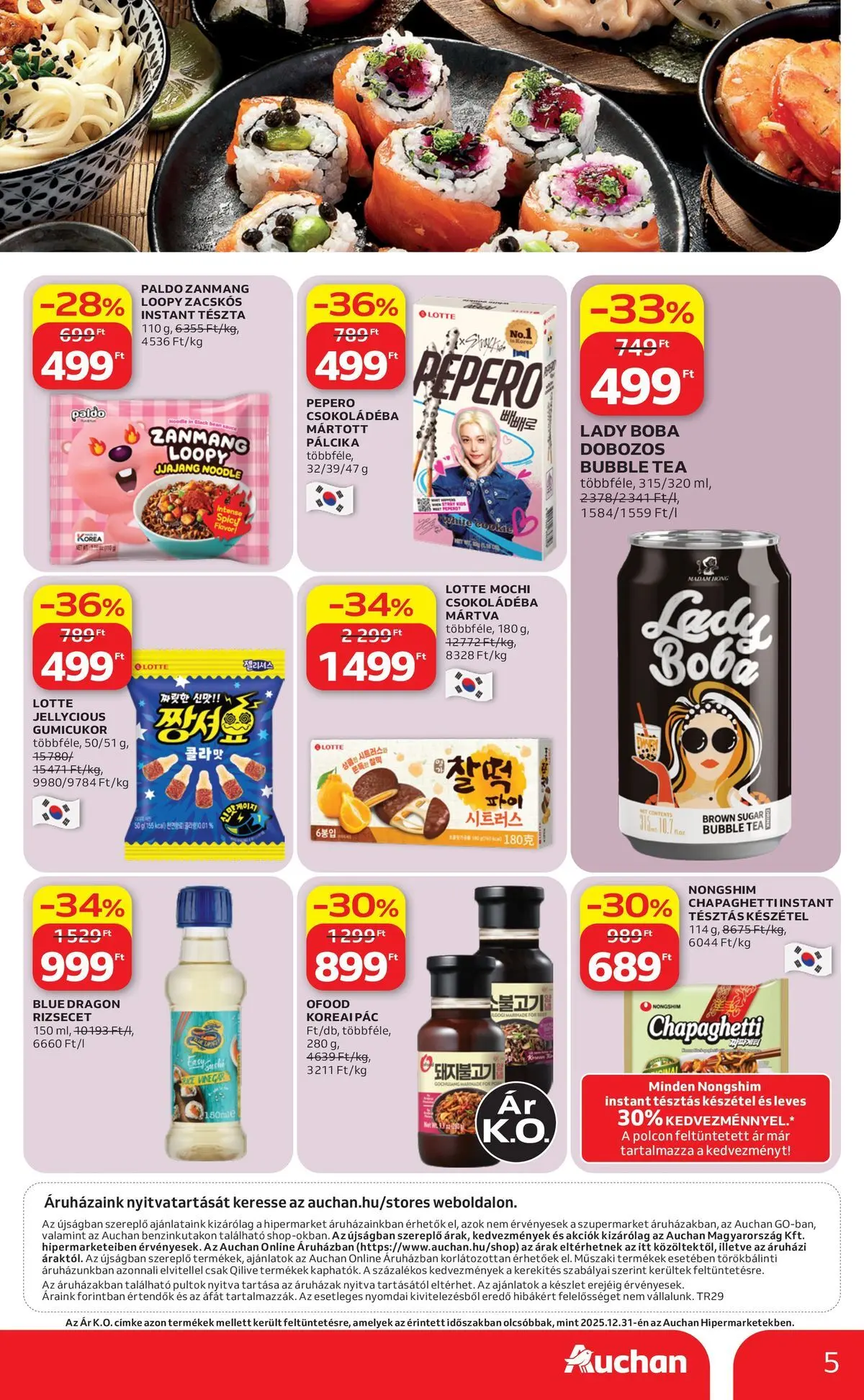 Auchan Ázsiai ajánlataink Miskolc - 2026.07.16. -tól/töl > akció, lapozható szórólap 🛍️ | Oldal: 5 | Termékek: Rizsecet, Gumicukor, Tea, Készétel