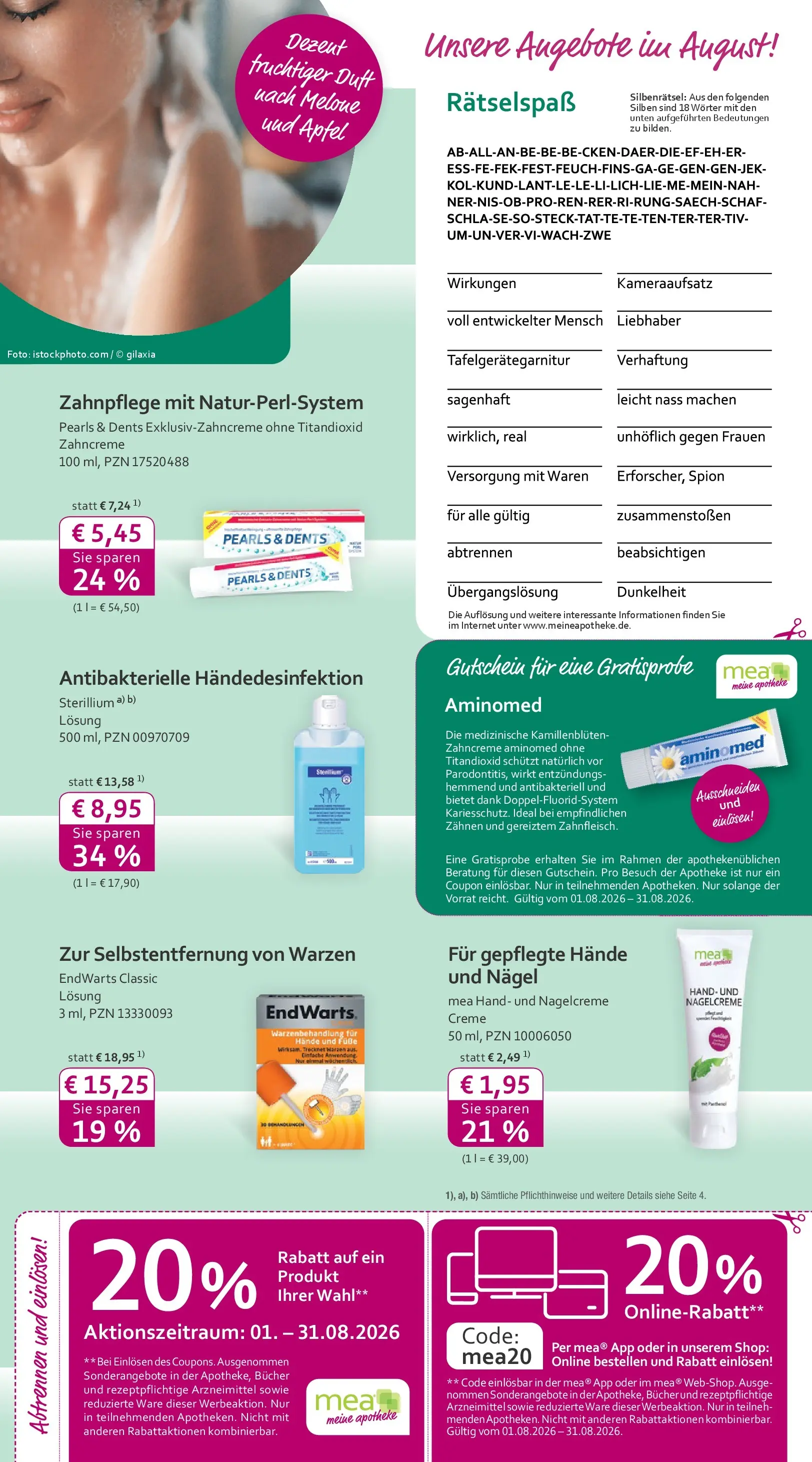 Angebote - mea Apotheke: Top Angebote im Juli! (ab 01.07.2026) zum Blättern | Seite: 3 | Produkte: Duft, Äpfel, Creme, Melone