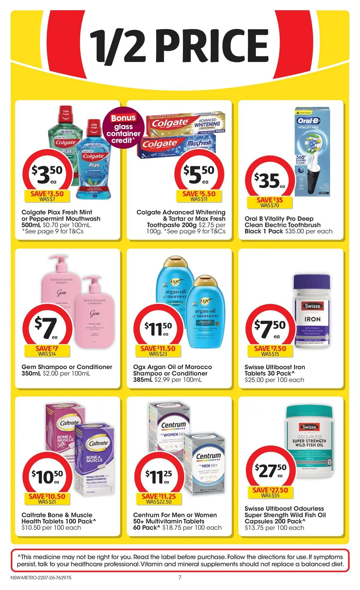 ﻿Coles catalogue valid from 22/07/2026 > Online Australia | Page: 7 | Products: Conditioner, Oil, Toothpaste, Fish oil