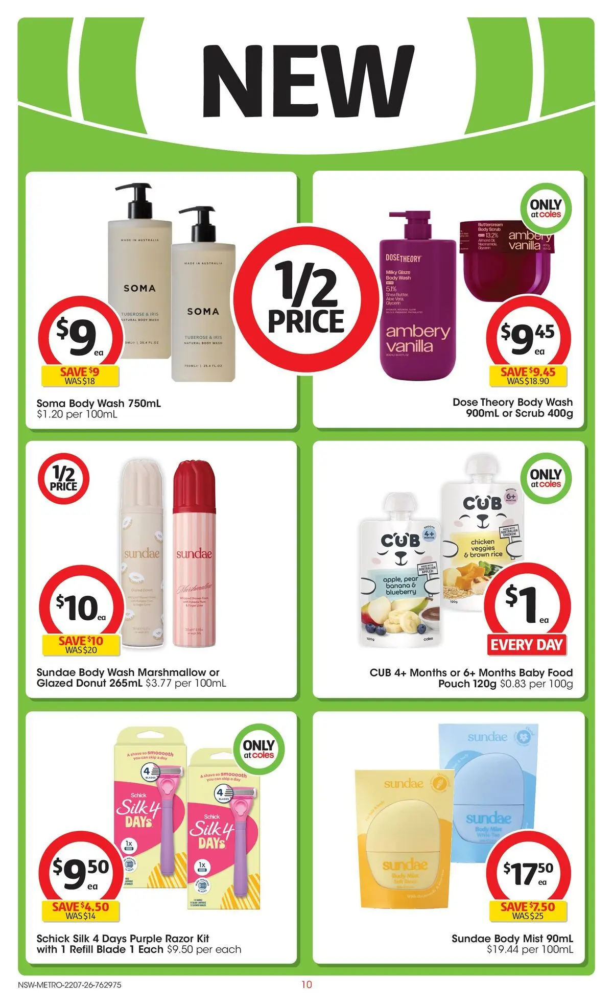 ﻿Coles catalogue valid from 22/07/2026 > Online Australia | Page: 10 | Products: Scrub, Baby food, Body scrub, Pear