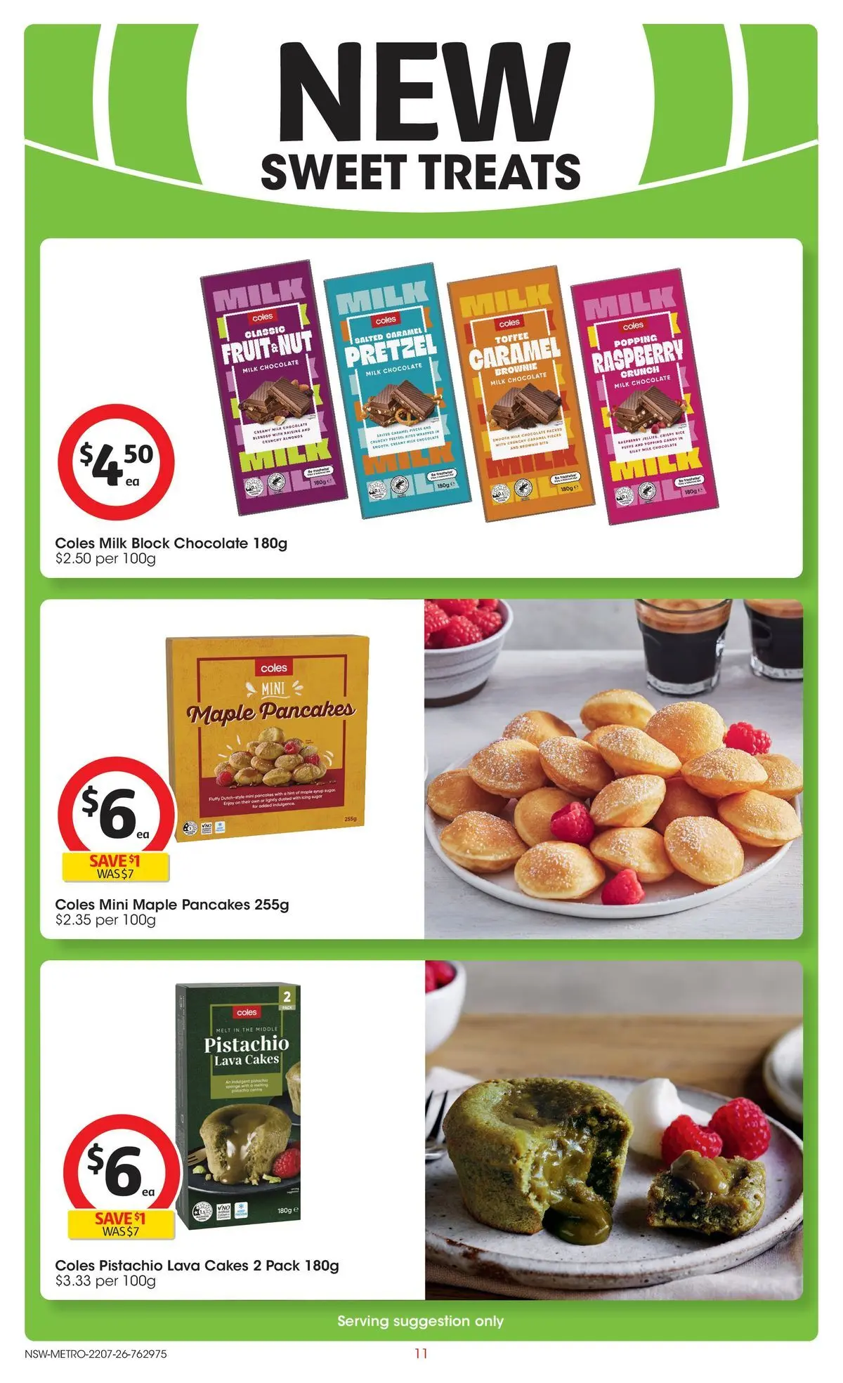 ﻿Coles catalogue valid from 22/07/2026 > Online Australia | Page: 11 | Products: Milk, Chocolate, Sugar, Raspberry