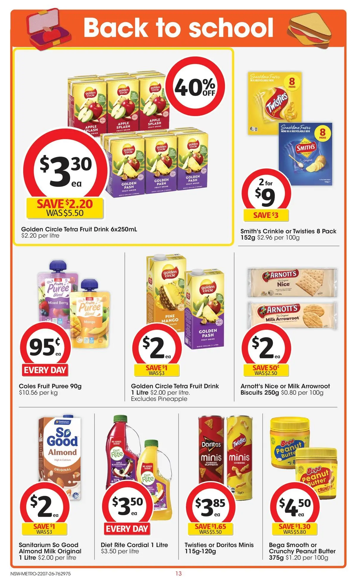 ﻿Coles catalogue valid from 22/07/2026 > Online Australia | Page: 13 | Products: Milk, Butter, Cheese, Pineapple