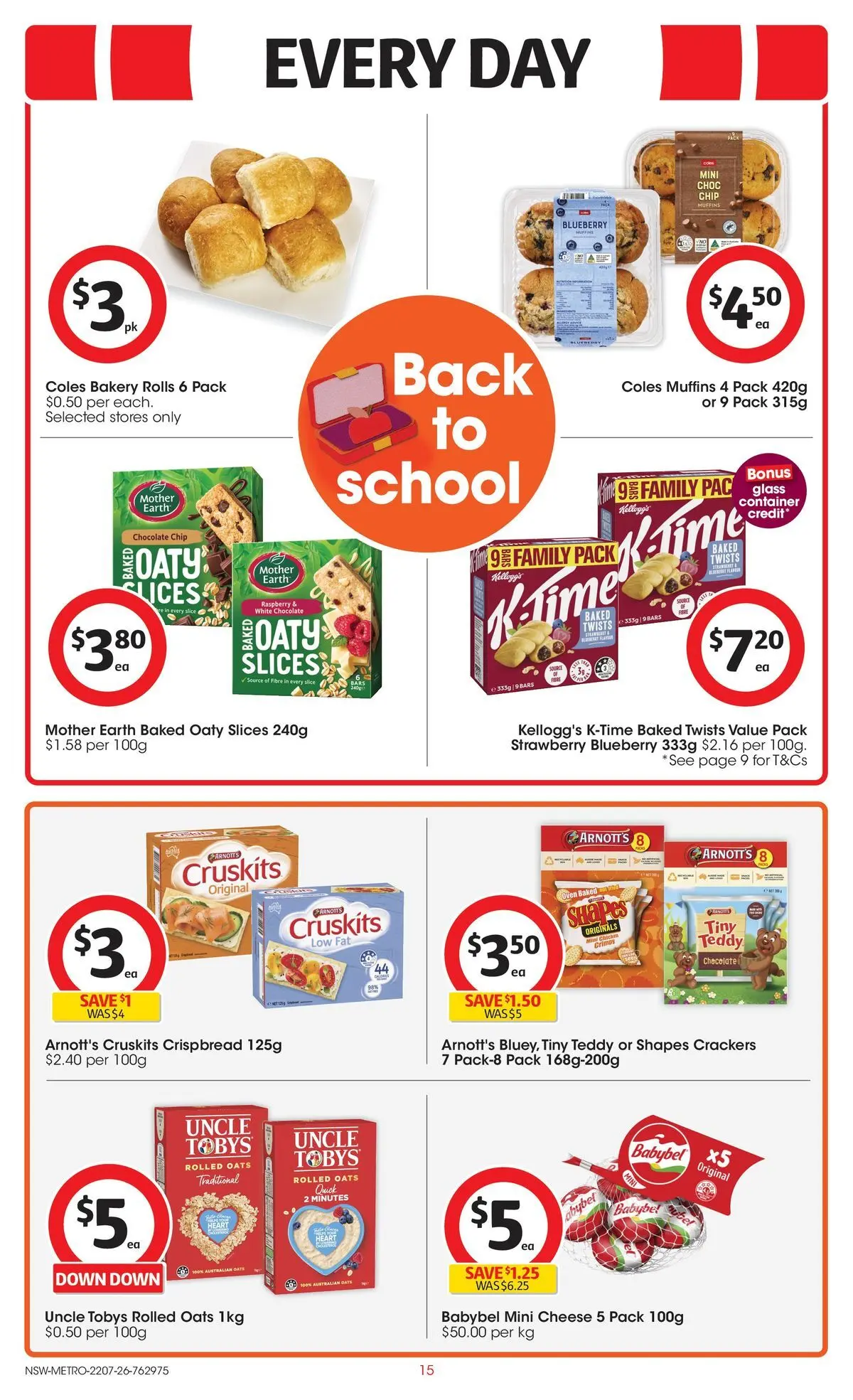 ﻿Coles catalogue valid from 22/07/2026 > Online Australia | Page: 15 | Products: Bread, Chocolate, Oats, Oven