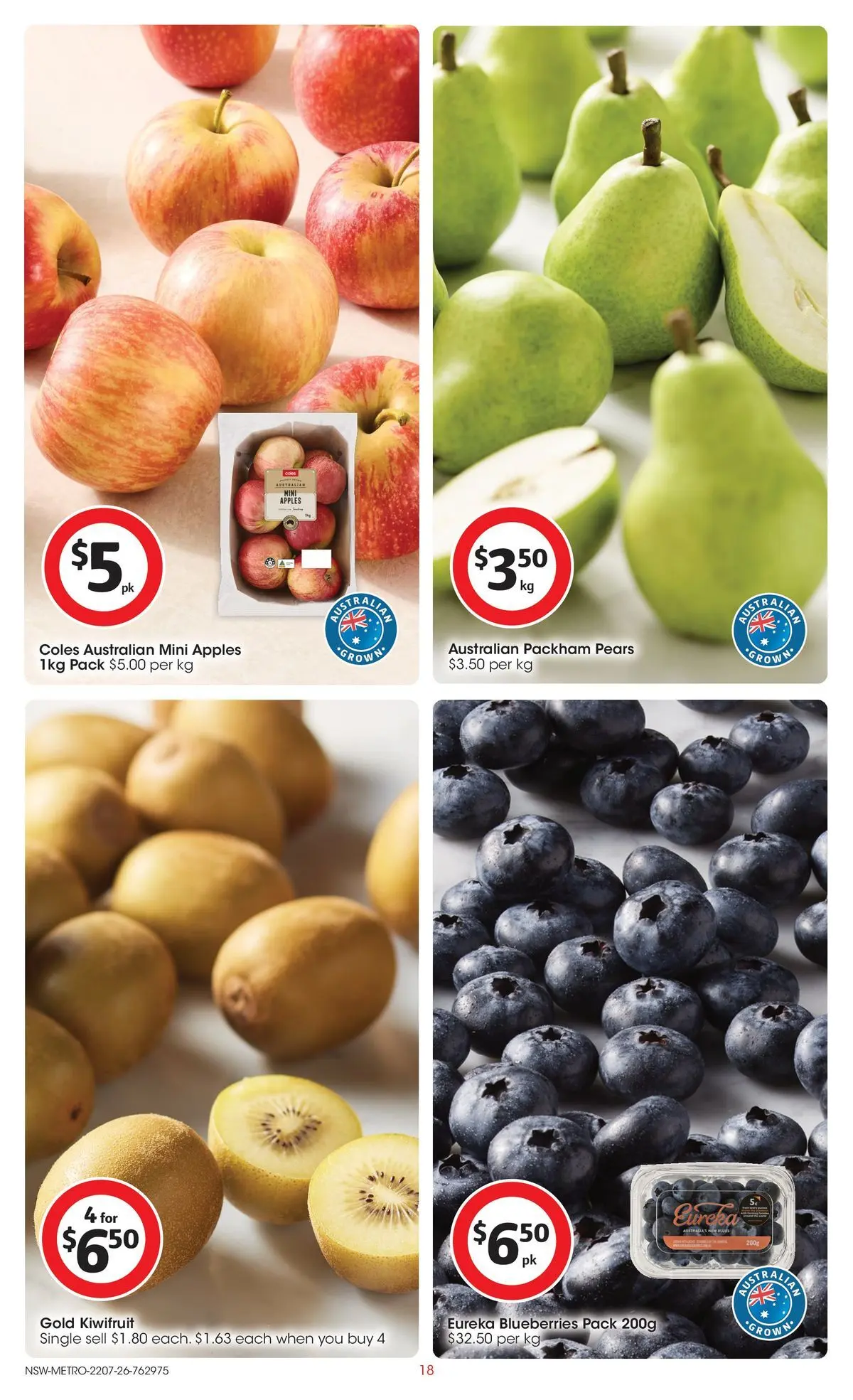 ﻿Coles catalogue valid from 22/07/2026 > Online Australia | Page: 18 | Products: Apples, Kiwifruit, Blueberries