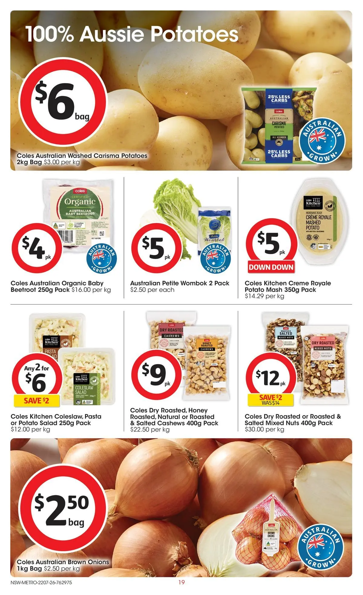 ﻿Coles catalogue valid from 22/07/2026 > Online Australia | Page: 19 | Products: Honey, Nuts, Salad, Bag