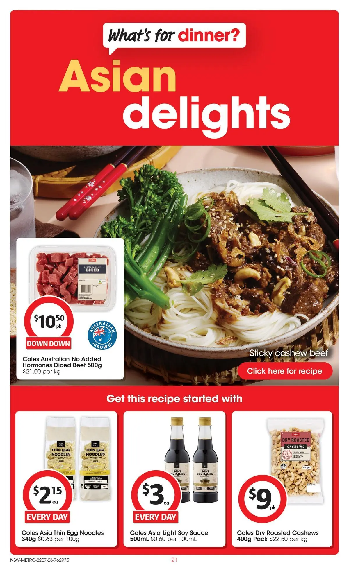 ﻿Coles catalogue valid from 22/07/2026 > Online Australia | Page: 21 | Products: Light, Noodles, Beef, Sauce