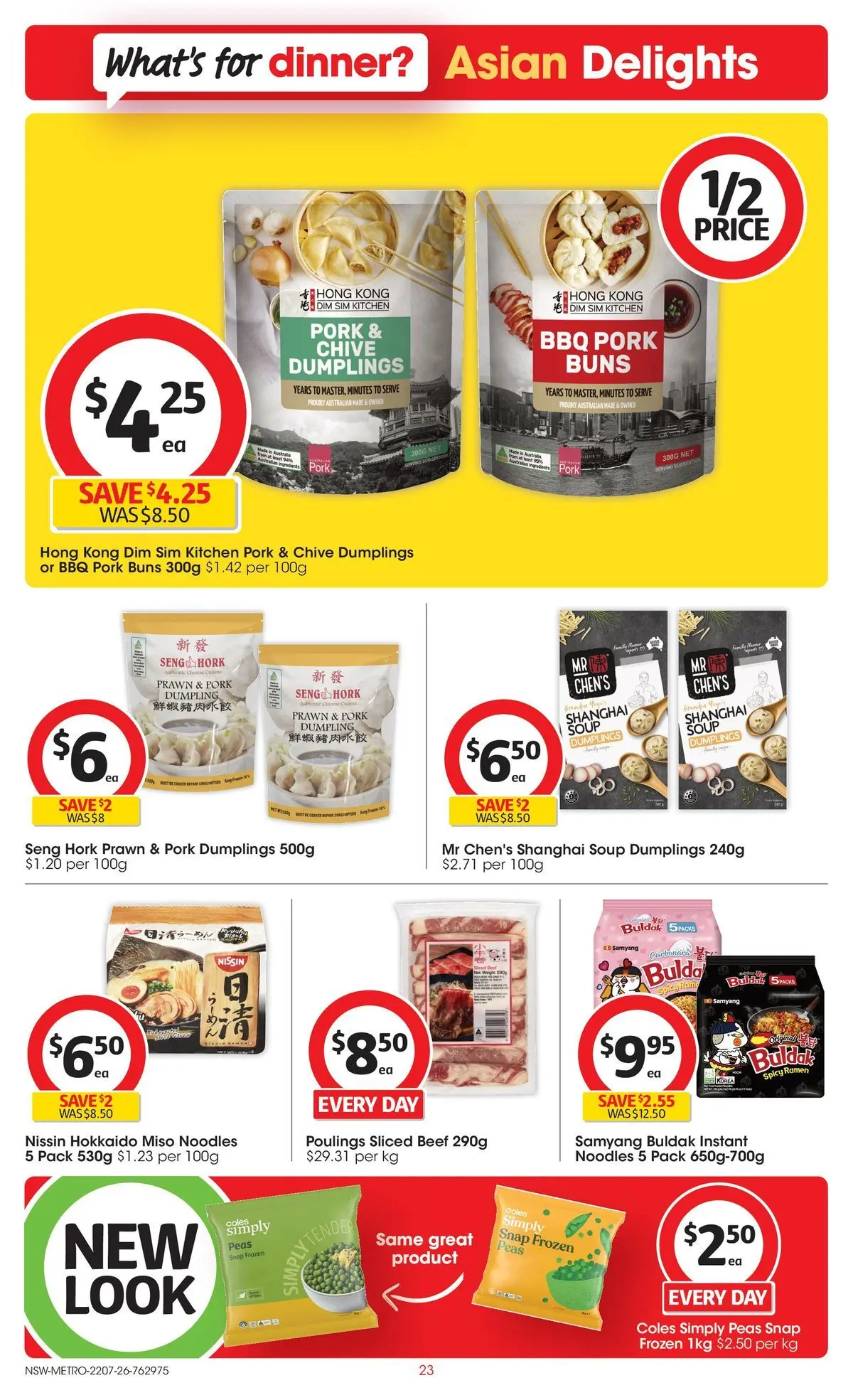 ﻿Coles catalogue valid from 22/07/2026 > Online Australia | Page: 23 | Products: Pork, Noodles, Beef, Soup