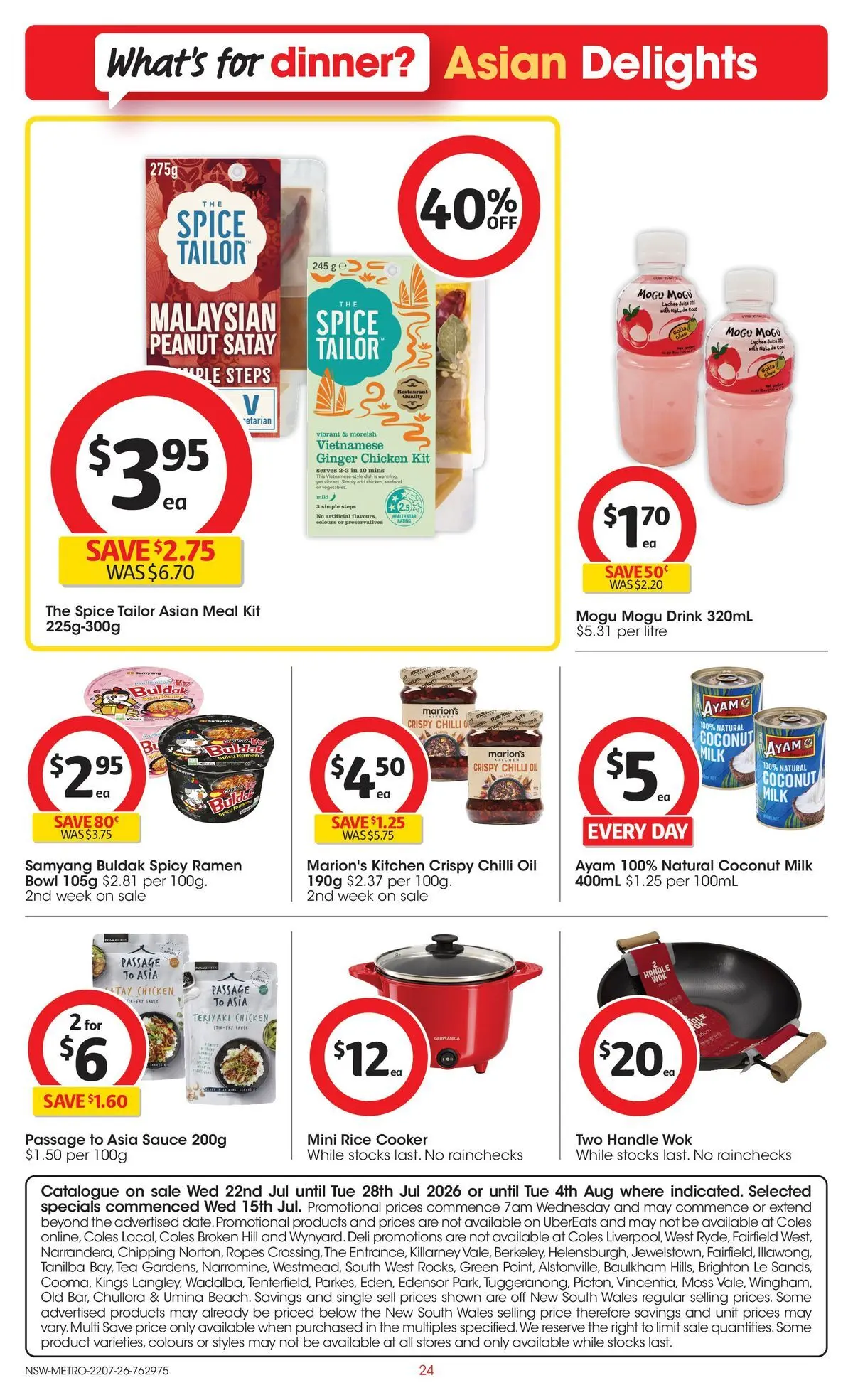 ﻿Coles catalogue valid from 22/07/2026 > Online Australia | Page: 24 | Products: Oil, Juice, Chicken, Noodles