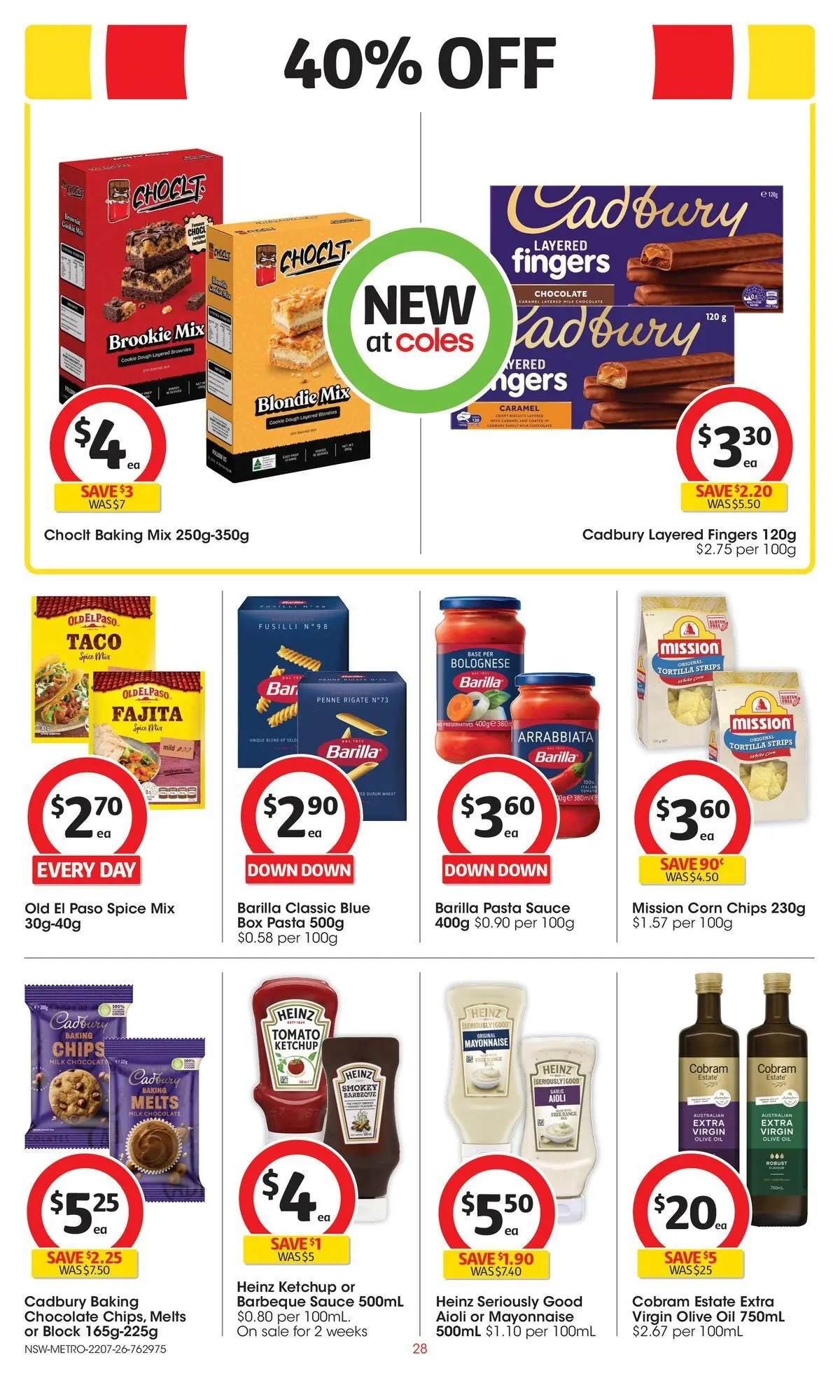﻿Coles catalogue valid from 22/07/2026 > Online Australia | Page: 28 | Products: Oil, Chips, Ketchup, Olive oil