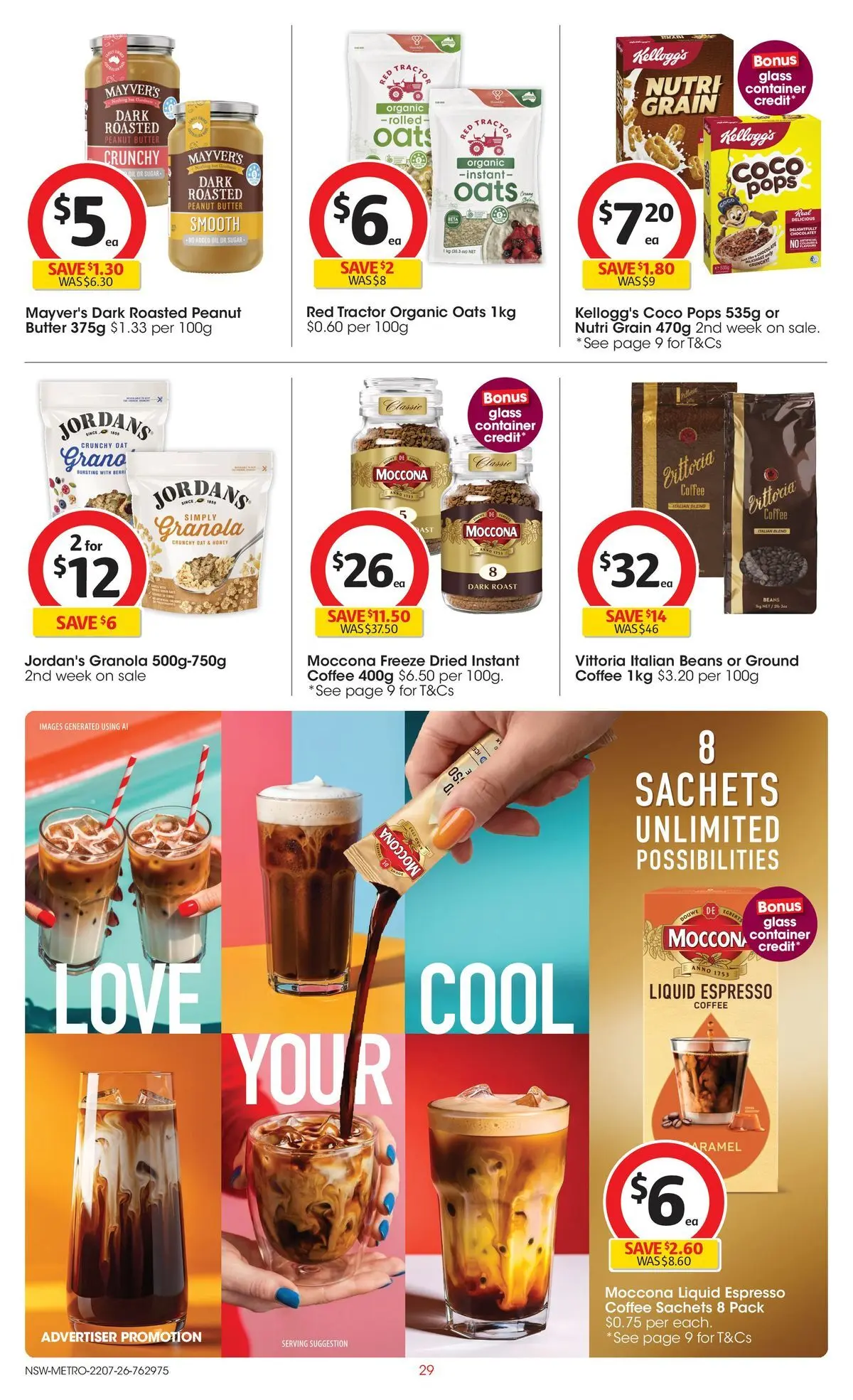 ﻿Coles catalogue valid from 22/07/2026 > Online Australia | Page: 29 | Products: Butter, Granola, Oats, Moccona