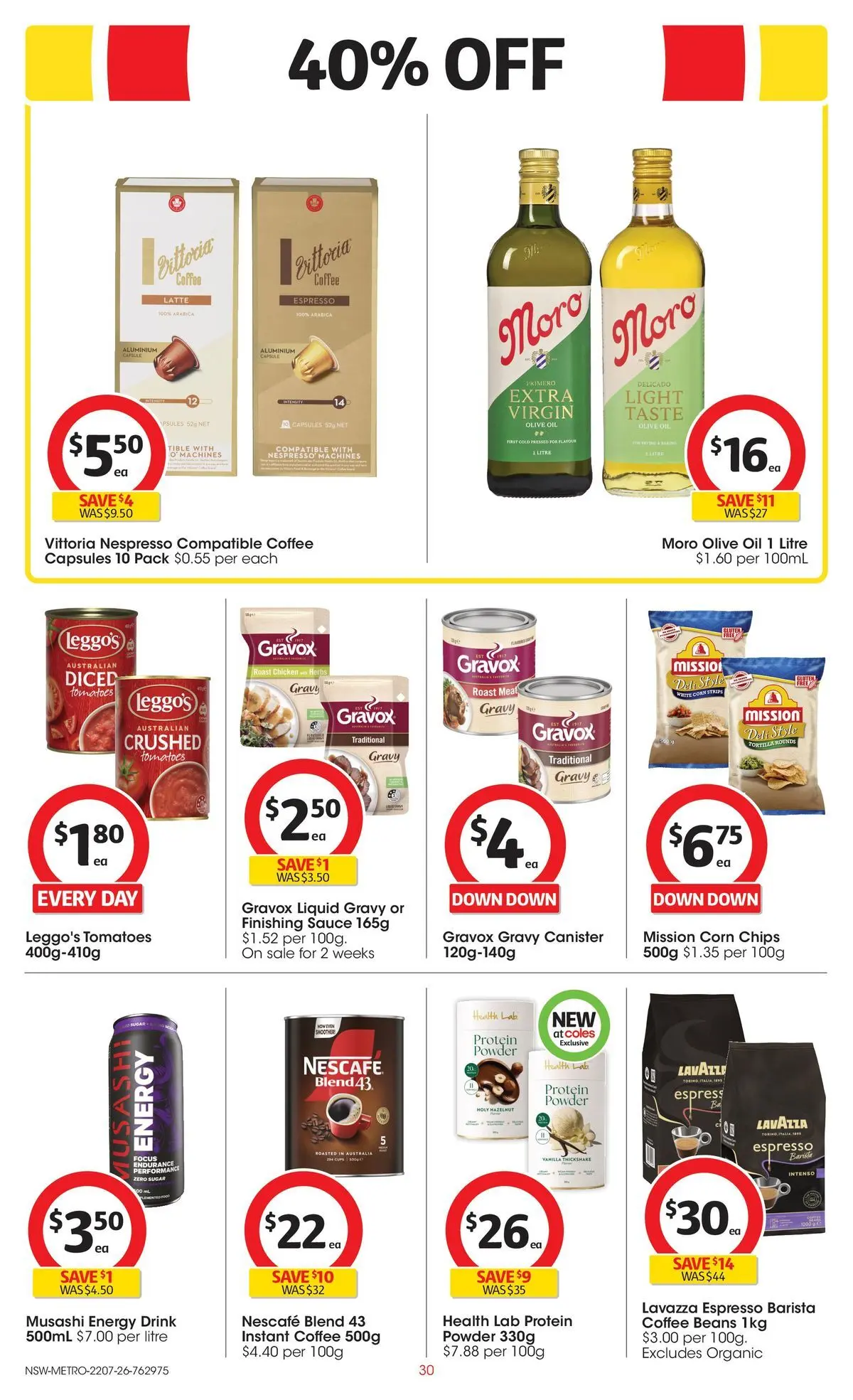 ﻿Coles catalogue valid from 22/07/2026 > Online Australia | Page: 30 | Products: Powder, Light, Olive oil, Nescafe