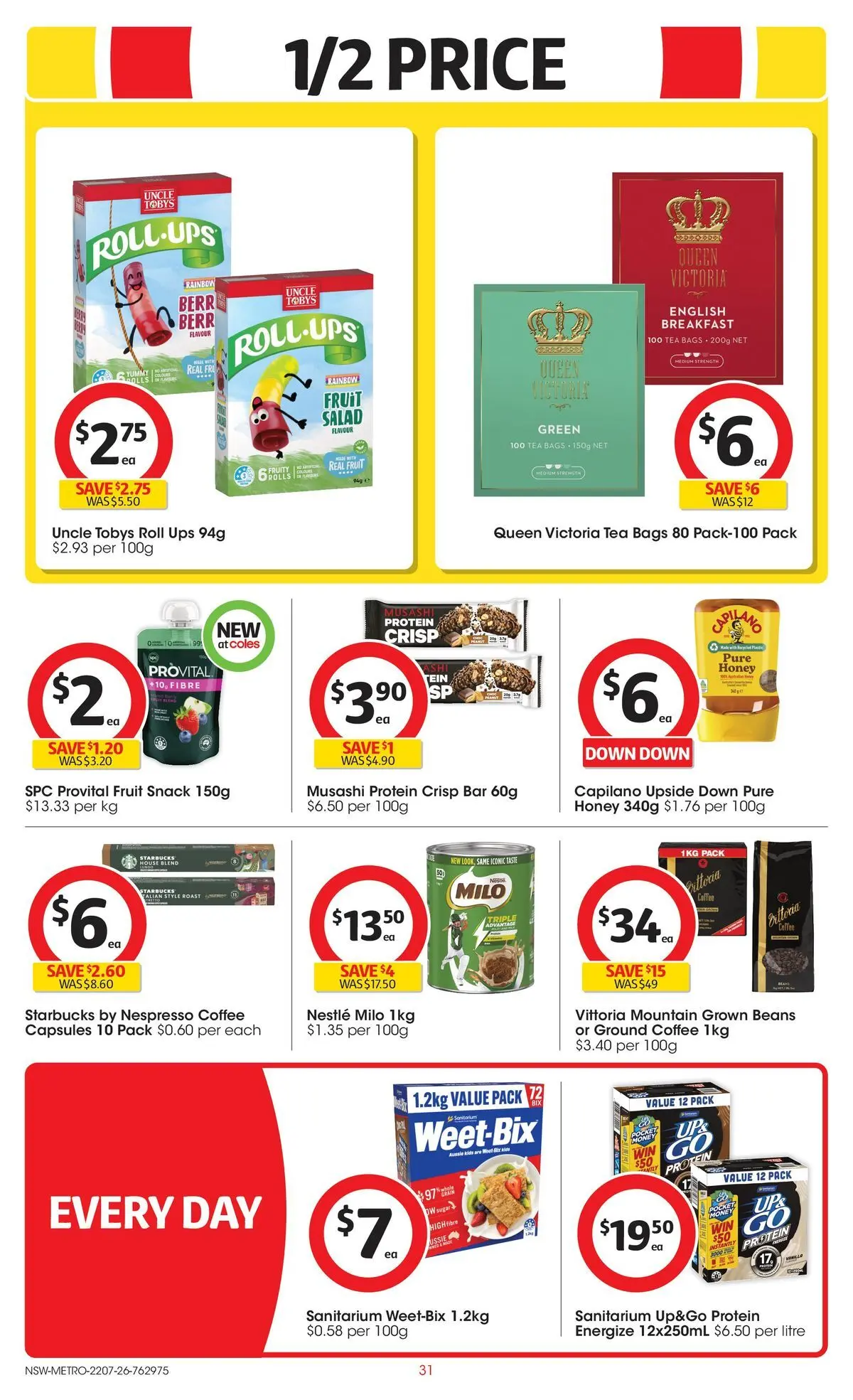 ﻿Coles catalogue valid from 22/07/2026 > Online Australia | Page: 31 | Products: Coffee, Honey, Tea, Sugar