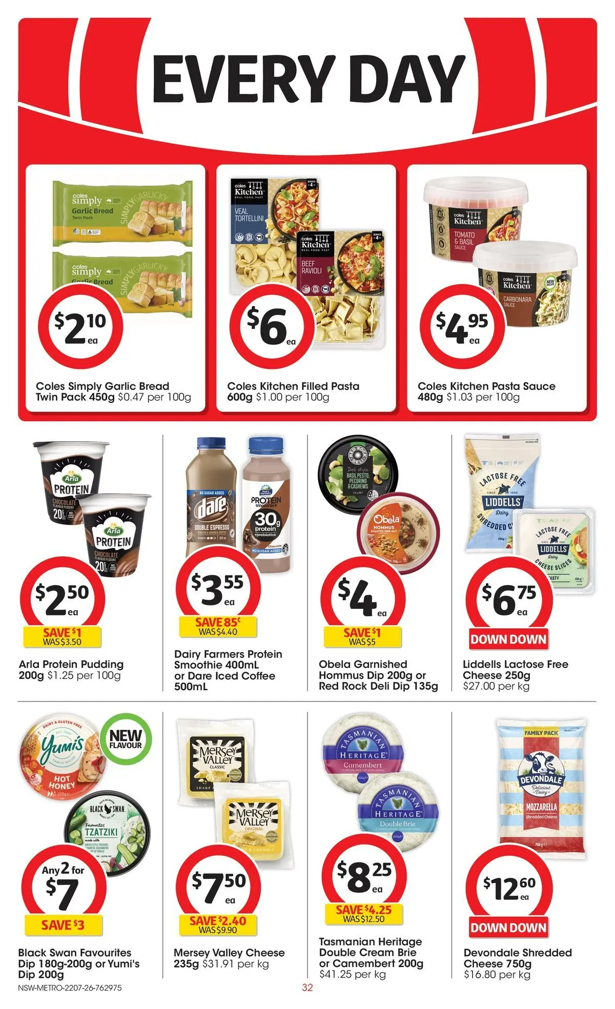 ﻿Coles catalogue valid from 22/07/2026 > Online Australia | Page: 32 | Products: Cheese, Coffee, Pasta, Garlic