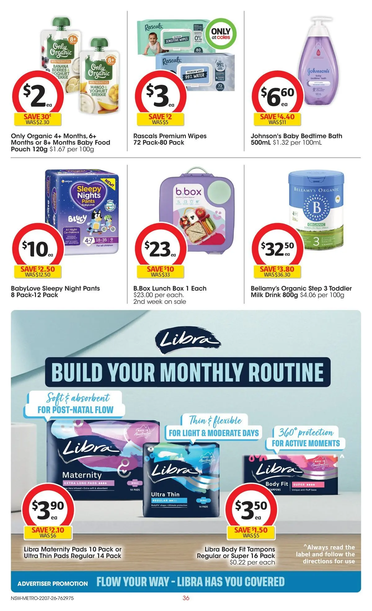 ﻿Coles catalogue valid from 22/07/2026 > Online Australia | Page: 36 | Products: Light, Milk, Baby food, Mango