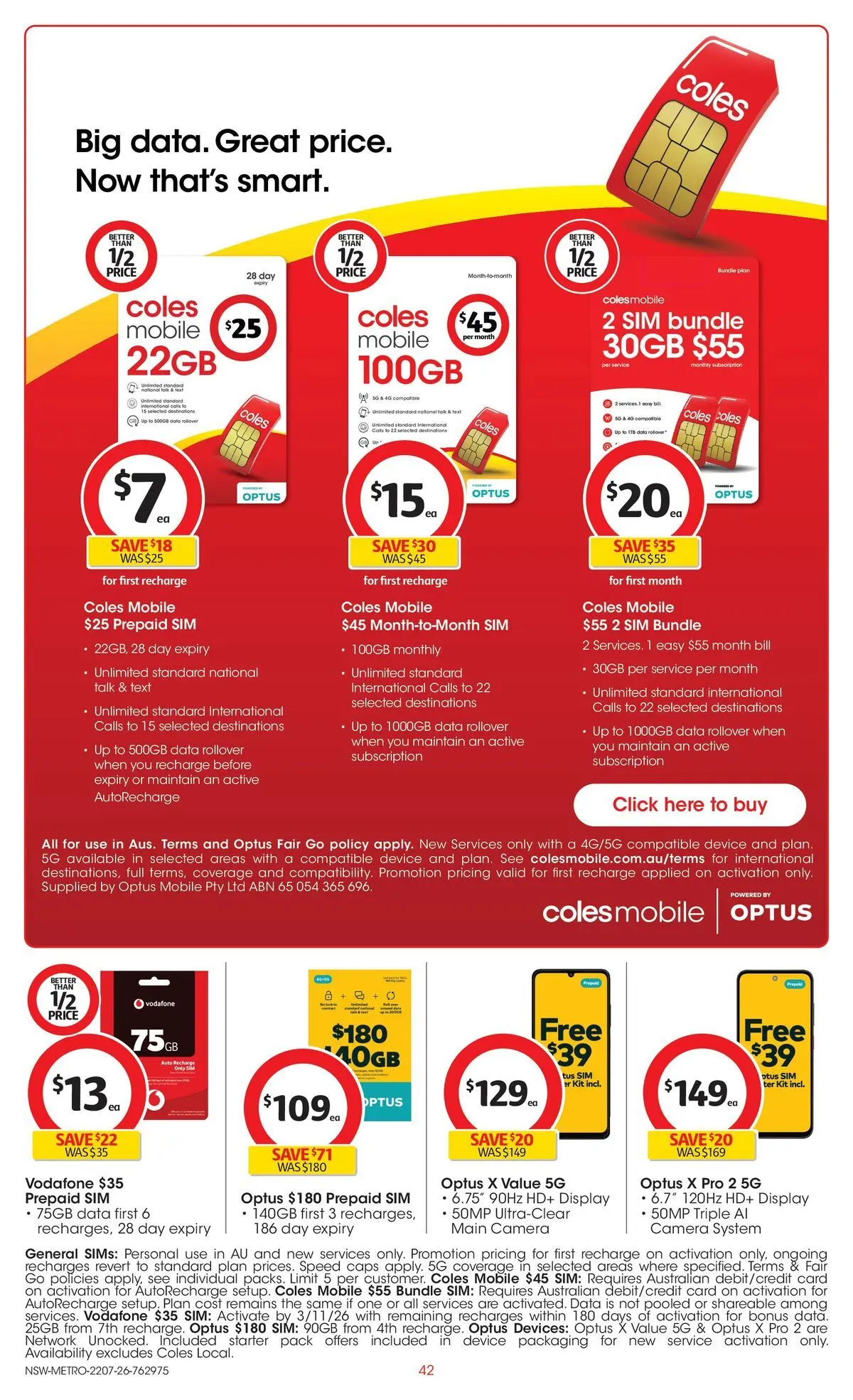 ﻿Coles catalogue valid from 22/07/2026 > Online Australia | Page: 42 | Products: Smartphone, Device, Camera, Mobile
