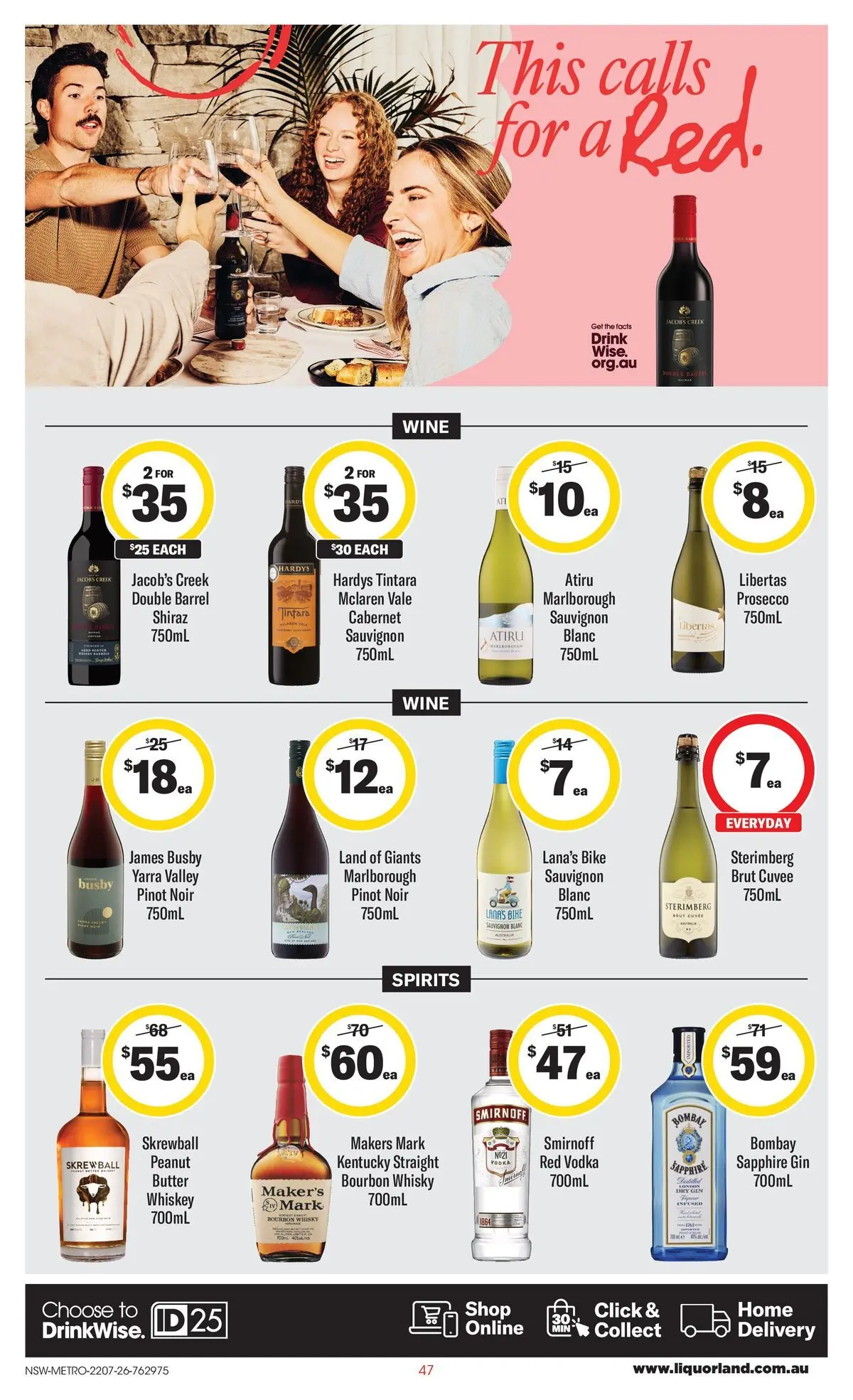 ﻿Coles catalogue valid from 22/07/2026 > Online Australia | Page: 47 | Products: Butter, Gin, Vodka, Whiskey