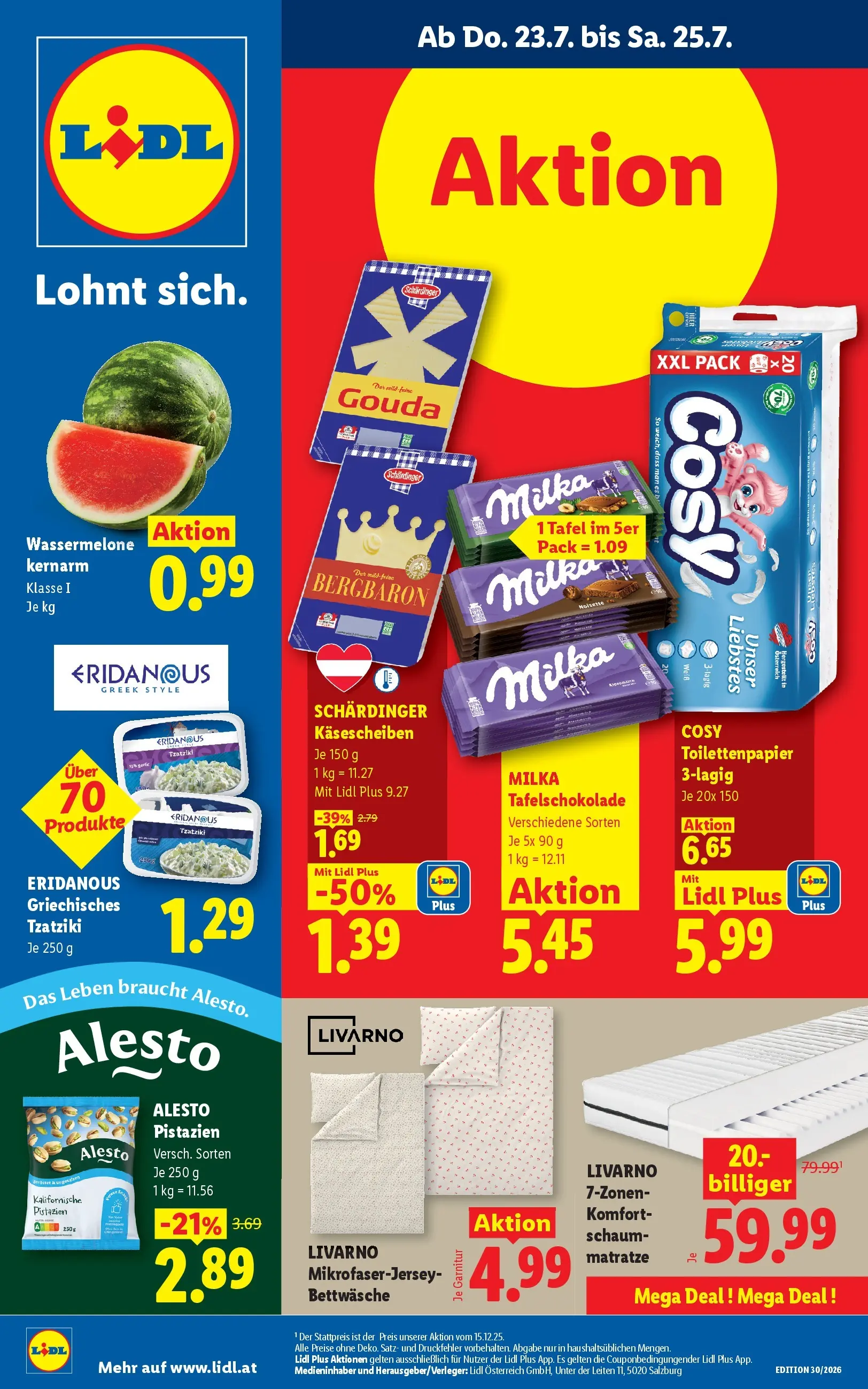 Lidl - Lidl ab 23.07.2026 - Angebote ab donnerstag | Seite: 1 | Produkte: Wassermelone, Matratze
