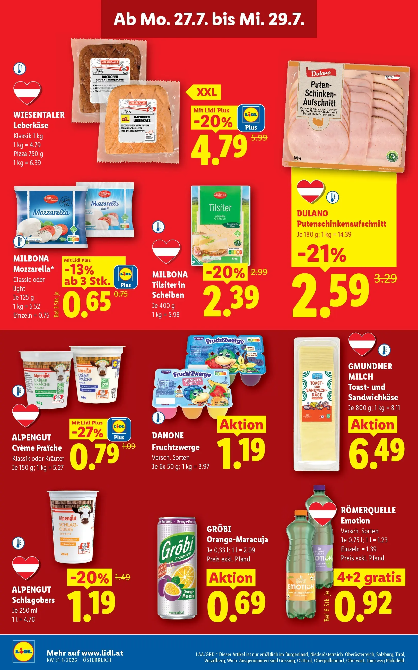 Lidl - Lidl ab 23.07.2026 - Angebote ab donnerstag | Seite: 45 | Produkte: Milch, Käse, Schinken, Pizza