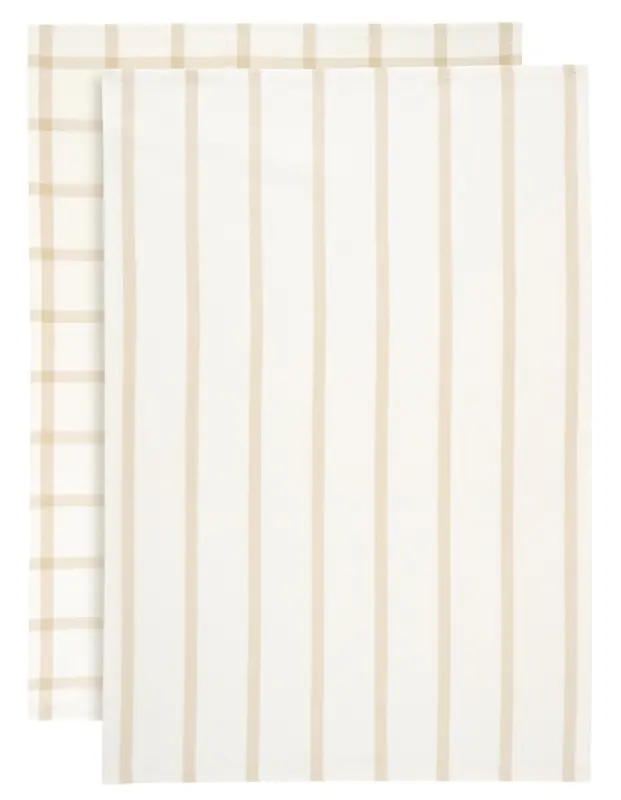 Geschirrtuch-Set Emma Wei&szlig;/Beige, 2-teilig