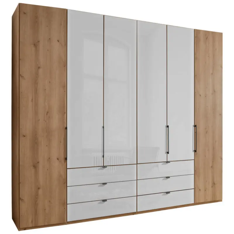 Dreht&uuml;renschrank in Wei&szlig;, Eiche Bianco