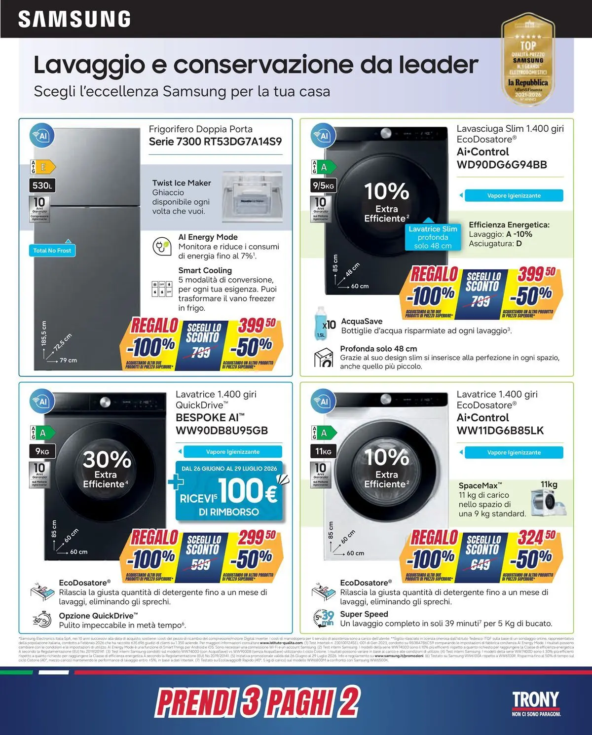 Nuovo Offerte volantino Prendi 3 paghi 2 dal 16/06/2026 > offerte anteprima 🛍️ | Pagina: 4 | Prodotti: Detergente, Freezer, Data, Samsung