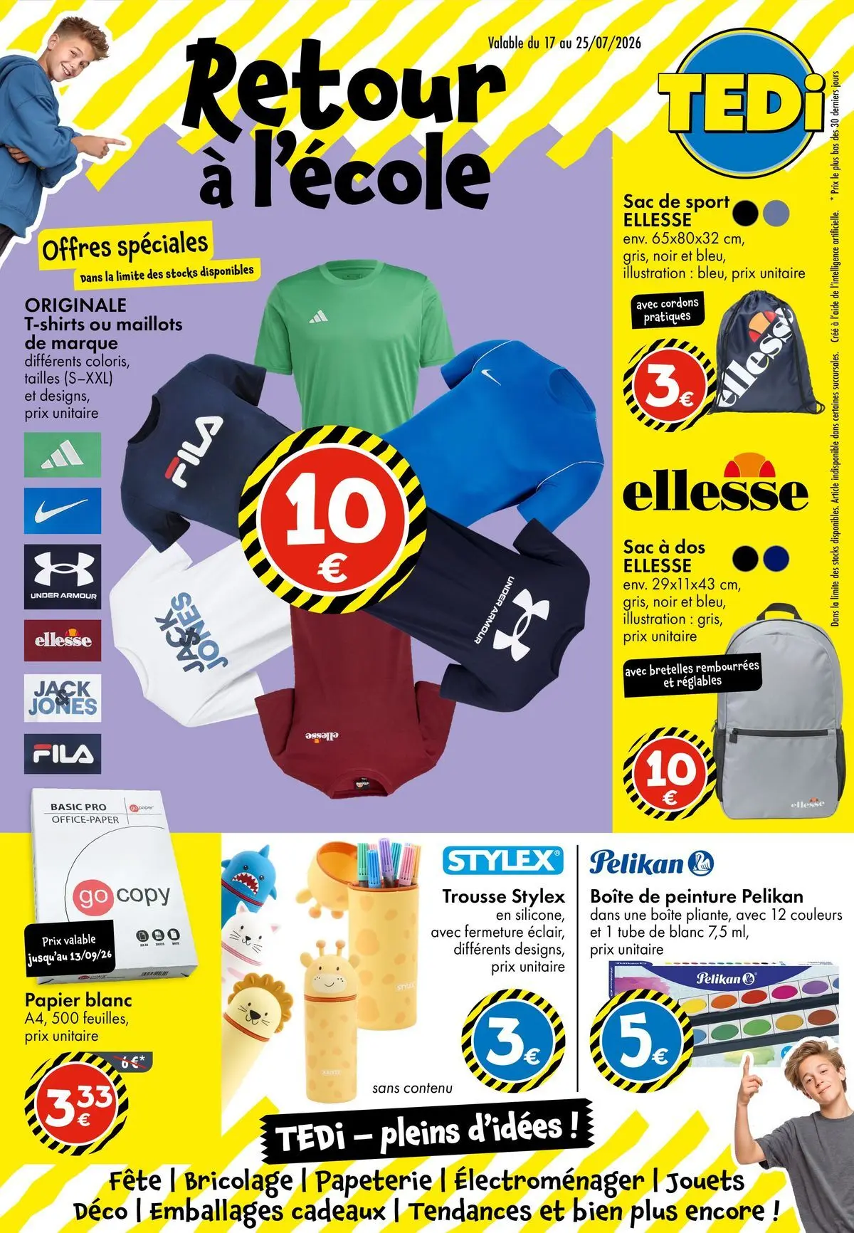TEDi - TEDi - Retour à l'école à partir du 17/07/2026 - promo en ligne | Page: 1 | Produits: Sac, Jouets, Sac à dos, Papier blanc