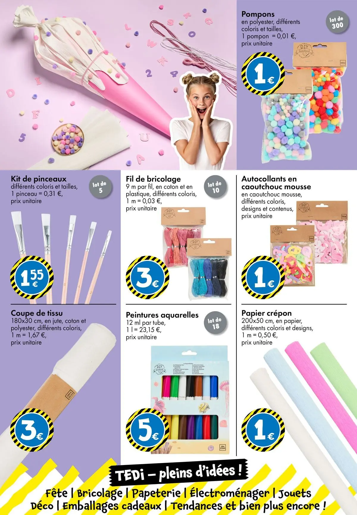 TEDi - TEDi - Retour à l'école à partir du 17/07/2026 - promo en ligne | Page: 19 | Produits: Autocollants, Coton, Jouets, Mousse