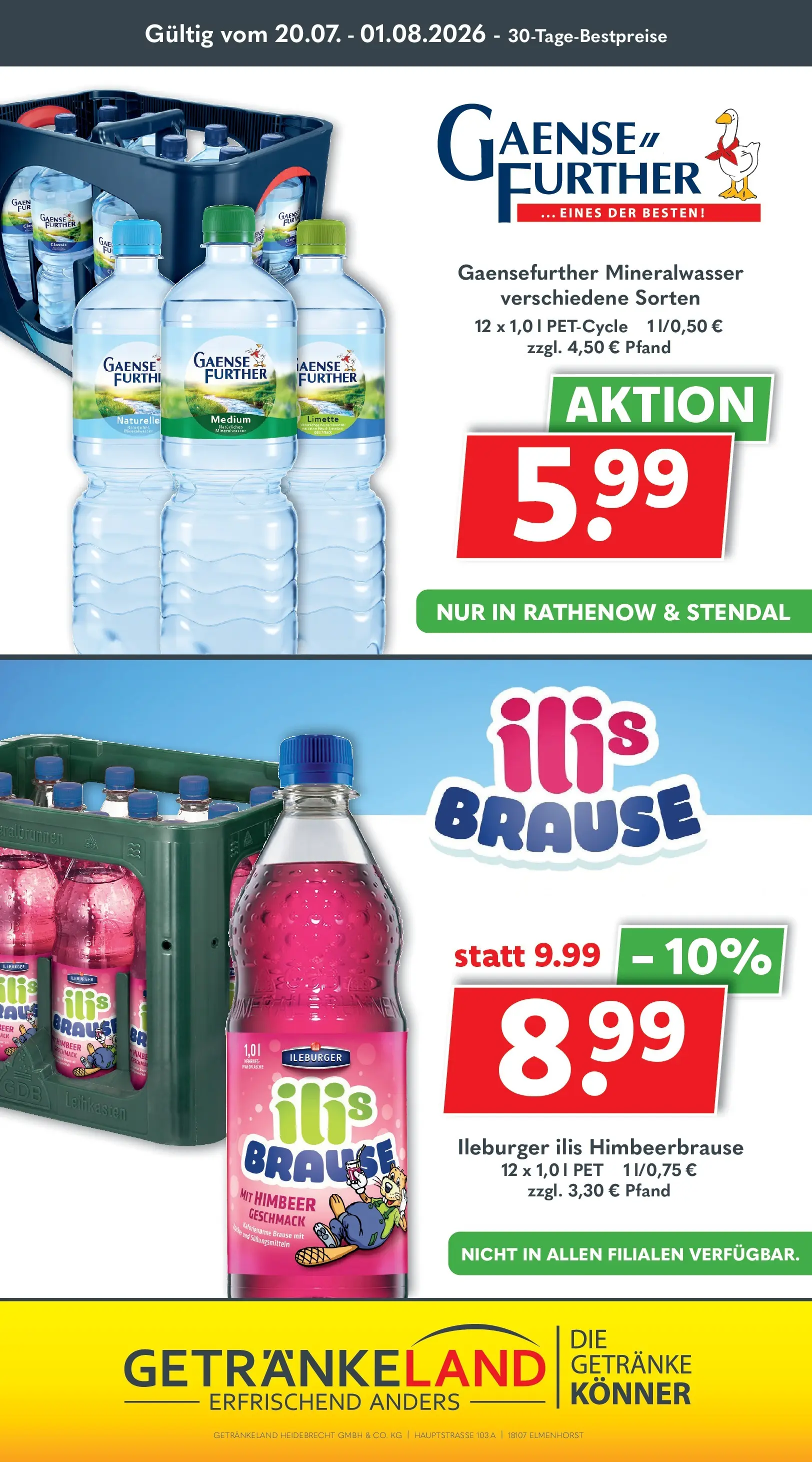 Getränkeland - Getränkeland: Getränkeangebote (ab 20.07.2026) zum Blättern | Seite: 10 | Produkte: Mineralwasser, Limette