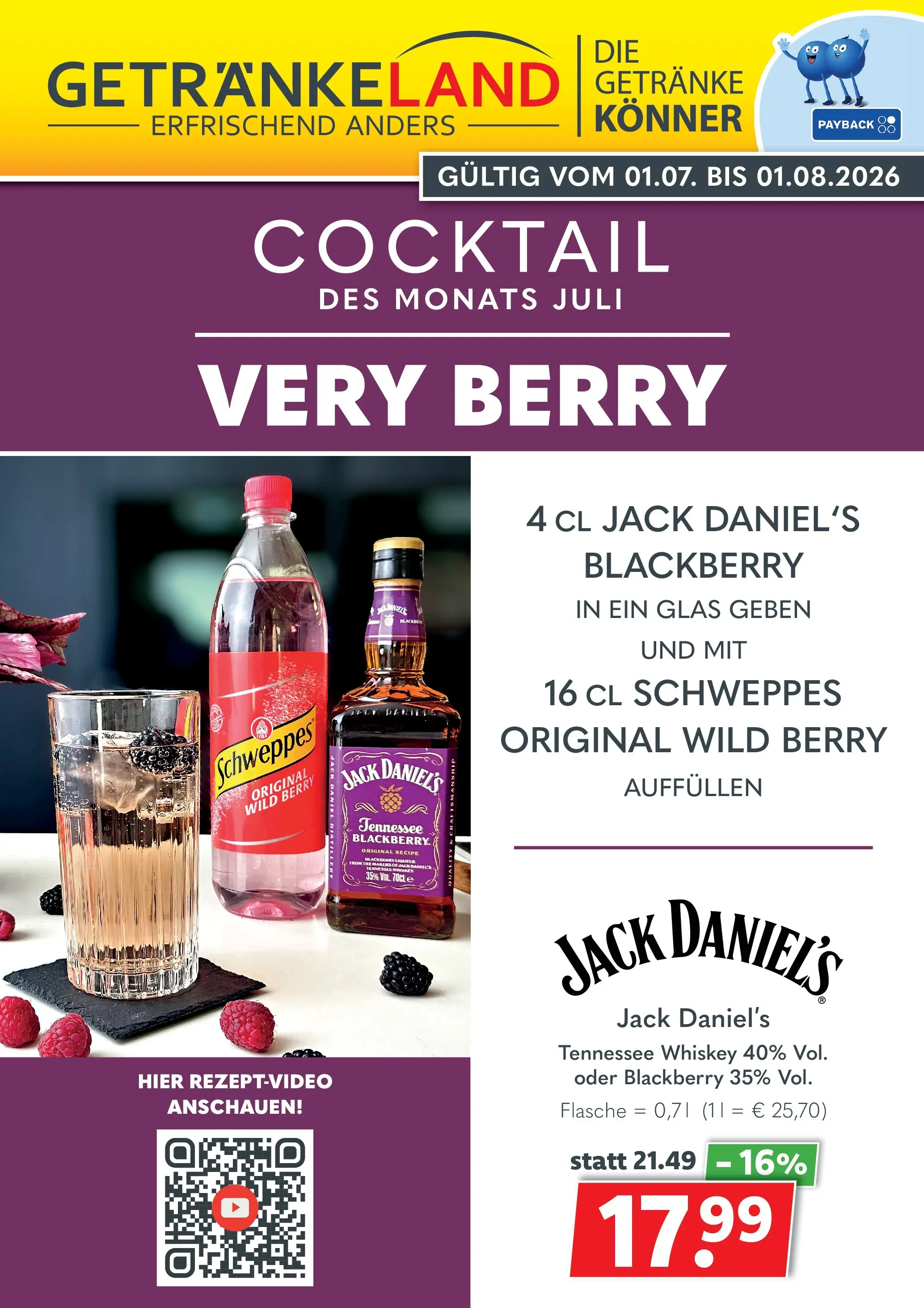 Getränkeland - Getränkeland: Getränkeangebote (ab 20.07.2026) zum Blättern | Seite: 4 | Produkte: Jack Daniel's, Schweppes, Whiskey
