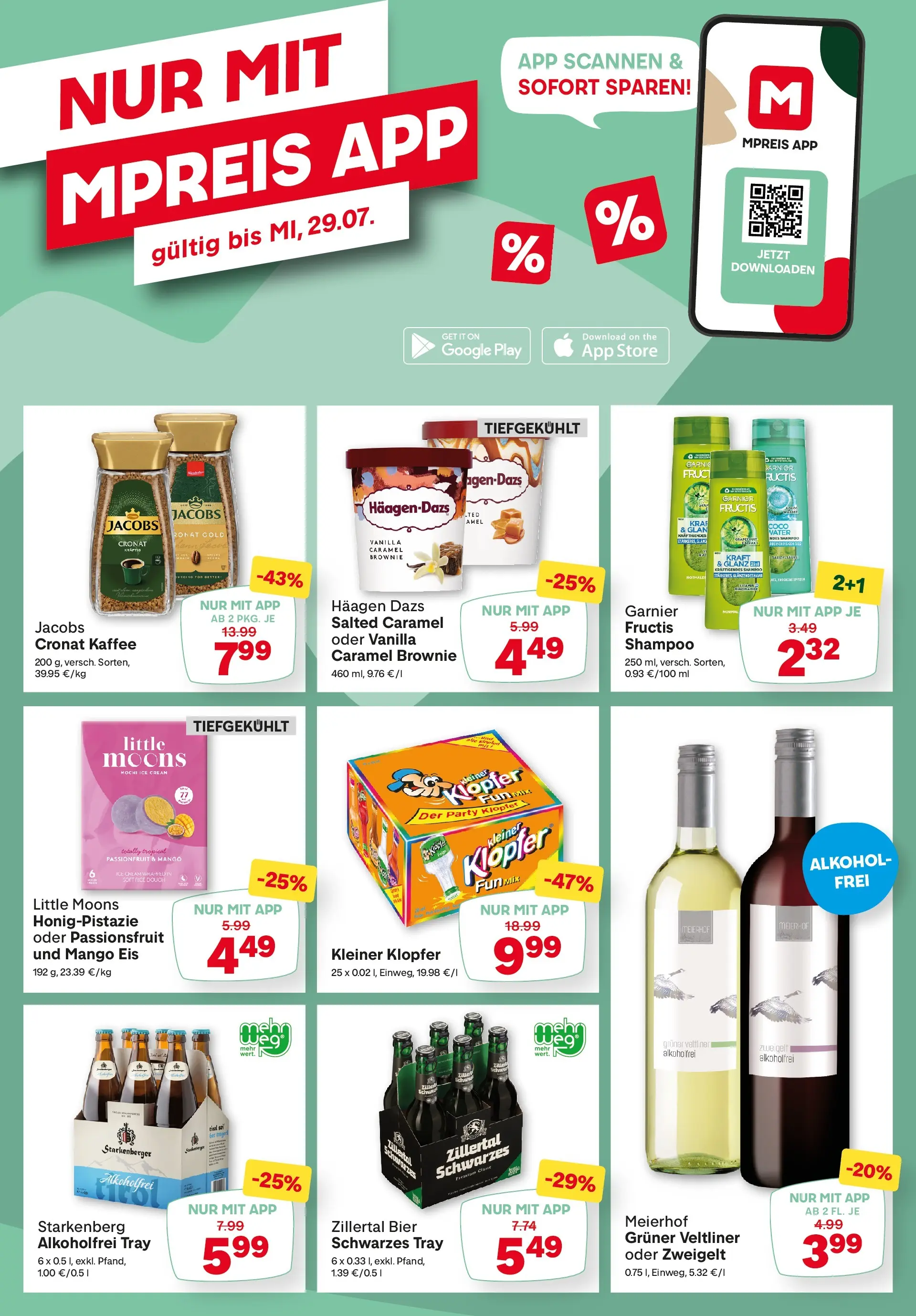 MPREIS Pfunds von 23.07.2026 - Aktuelle Angebote | Seite: 18 | Produkte: Eis, Mango, Kaffee, Bier