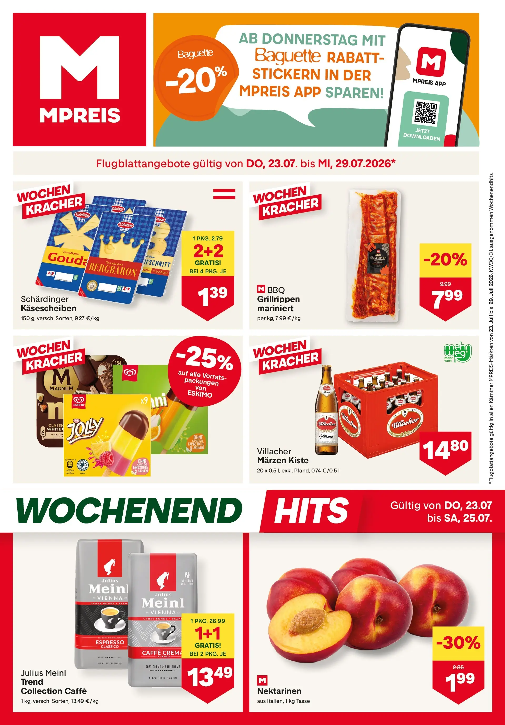 MPREIS Velden von 23.07.2026 - Aktuelle Angebote | Seite: 1 | Produkte: Jääkaappipakastin