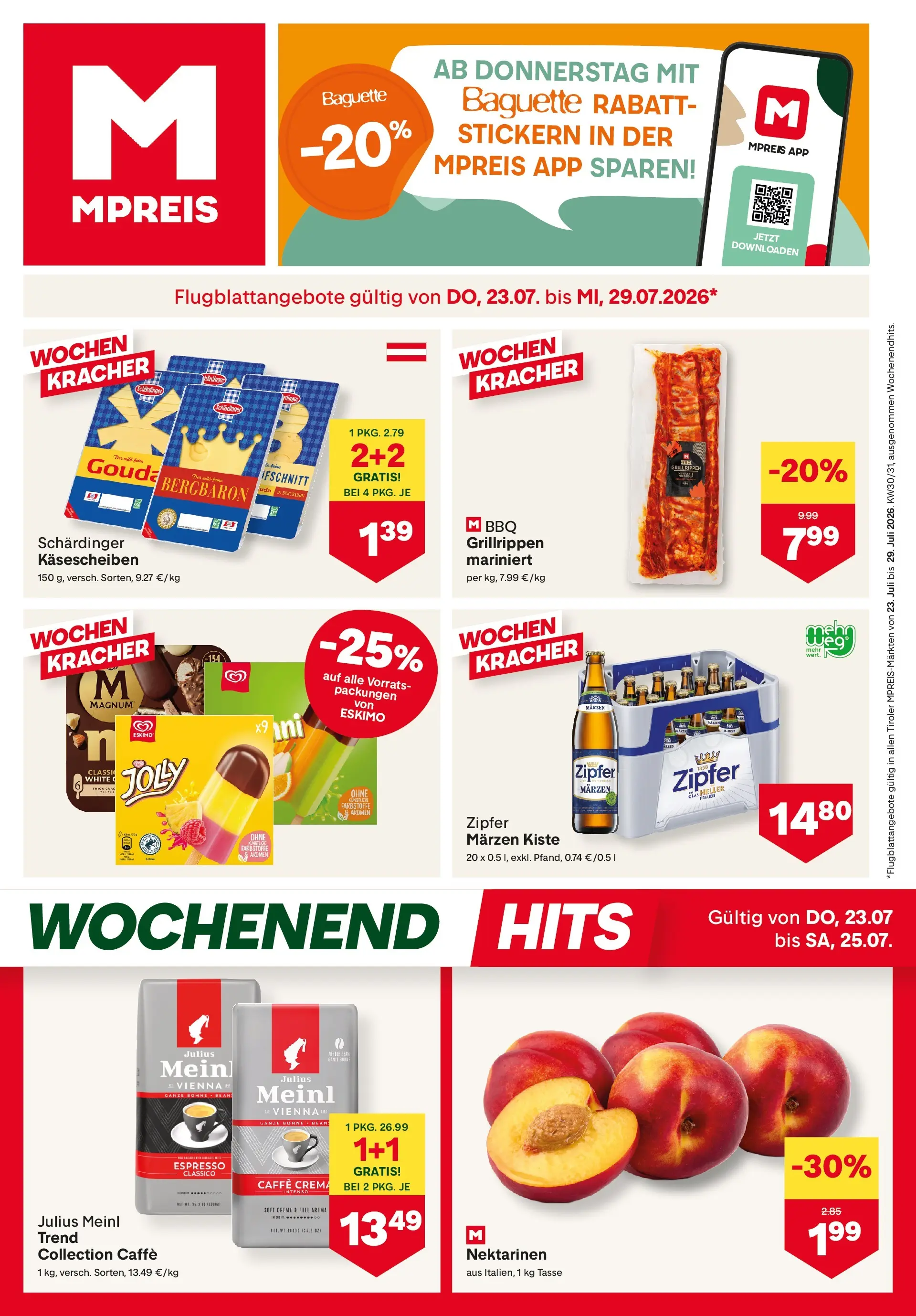 MPREIS Pfunds von 23.07.2026 - Aktuelle Angebote | Seite: 1 | Produkte: Jääkaappipakastin