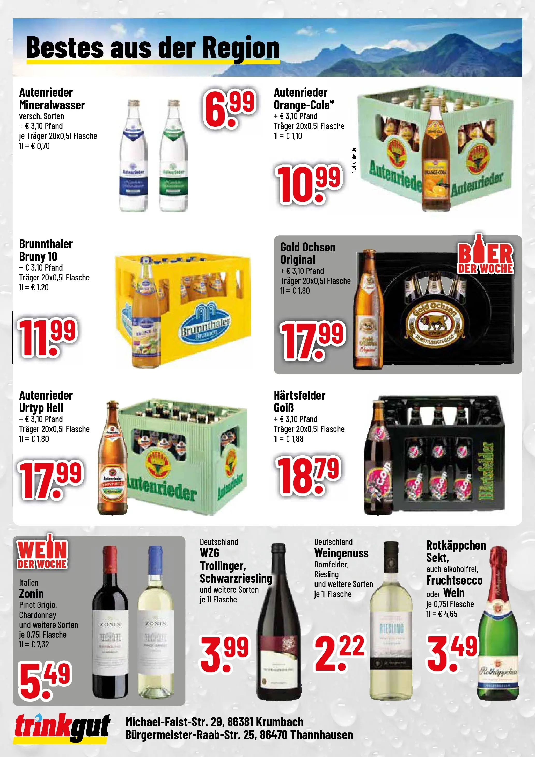 Trinkgut Prospekt Krumbach (ab 20.07.2026) » Angebote online | Seite: 4 | Produkte: Mineralwasser, Fruchtsecco, Rotkäppchen, Wein