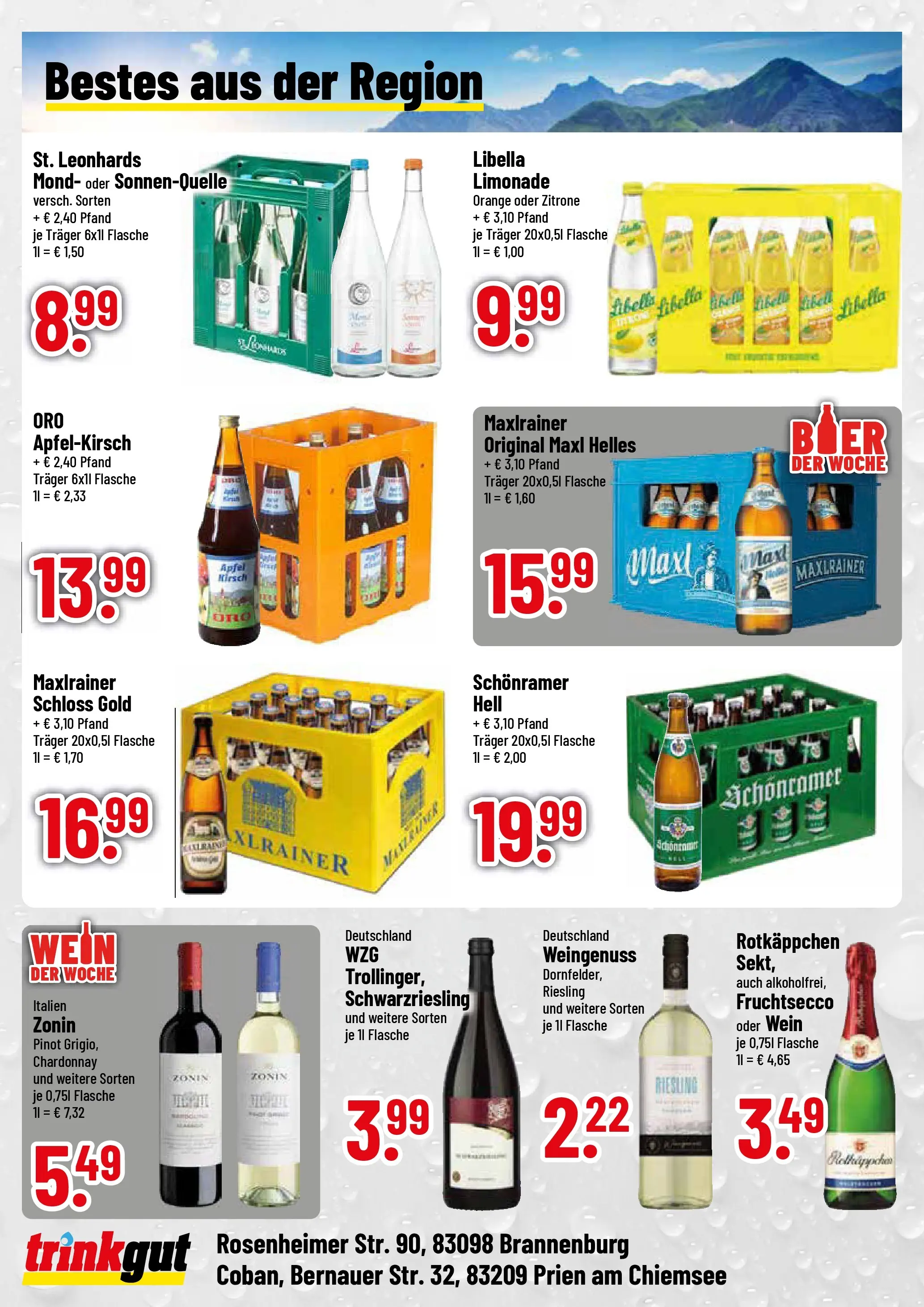 Trinkgut Prospekt Brannenburg (ab 20.07.2026) » Angebote online | Seite: 4 | Produkte: Äpfel, Zitrone, Rotkäppchen, Wein