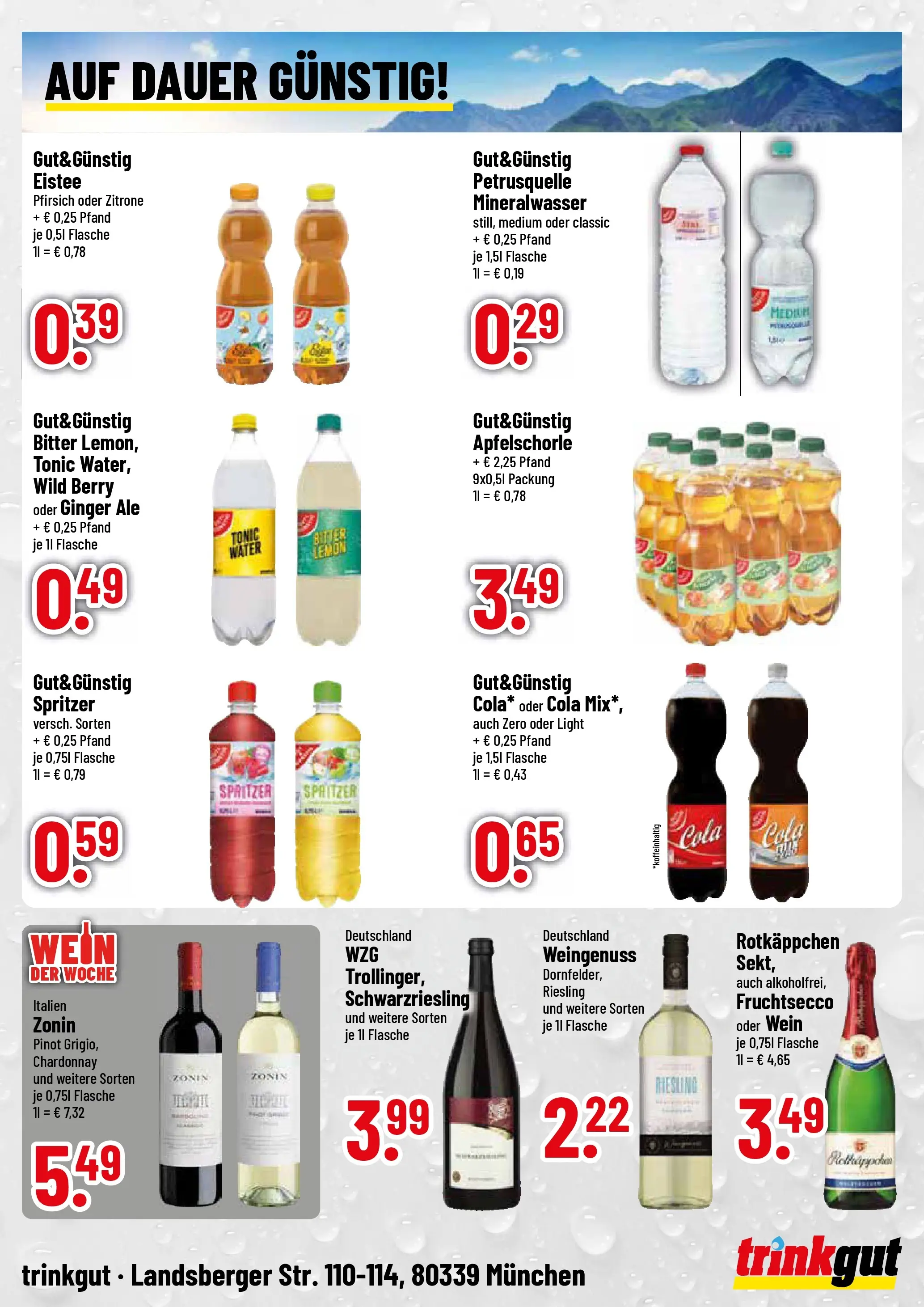 Trinkgut Prospekt München (ab 20.07.2026) » Angebote online | Seite: 4 | Produkte: Cola, Zitrone, Pfirsich, Wein