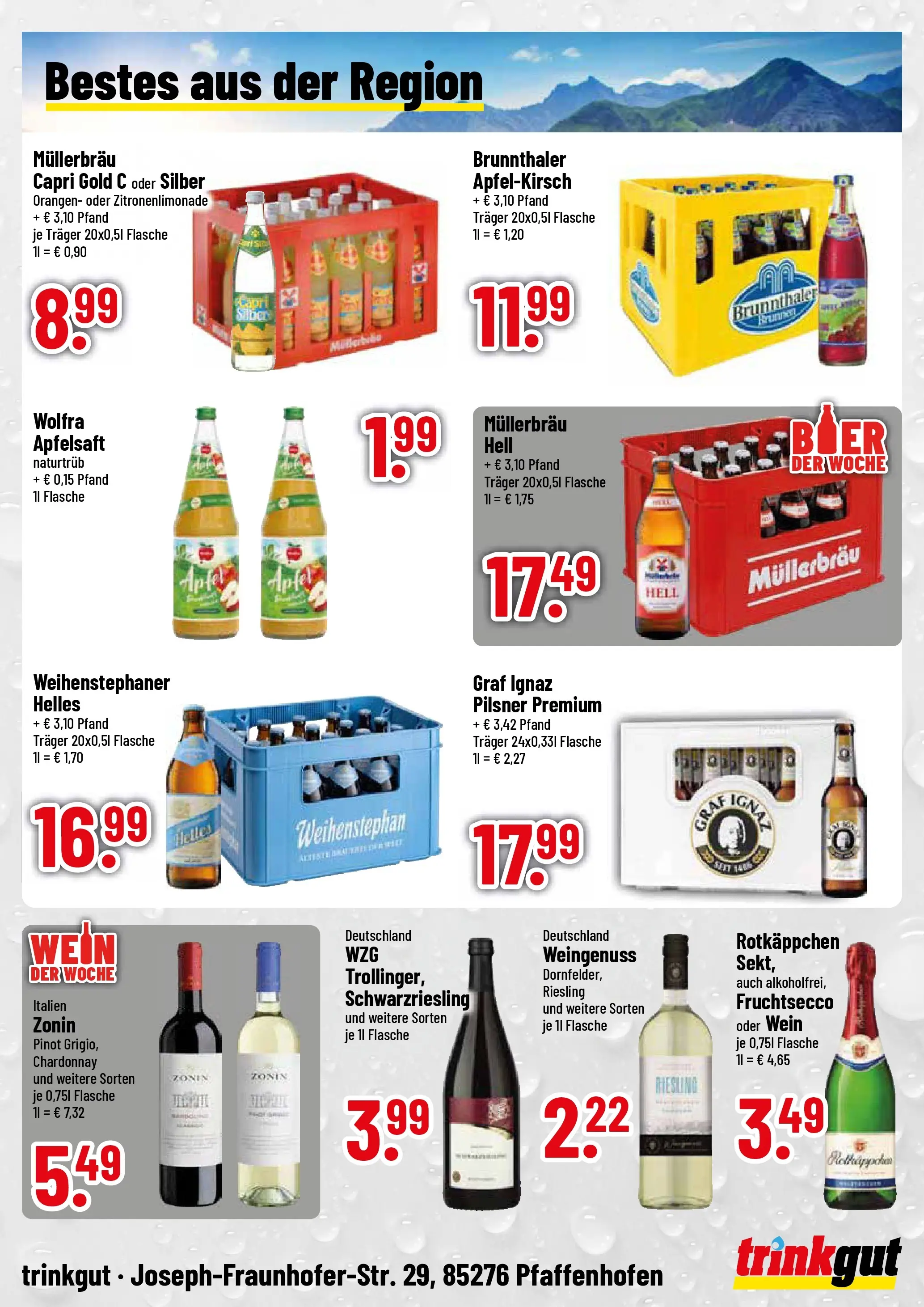 Trinkgut Prospekt Pfaffenhofen/Ilm (ab 20.07.2026) » Angebote online | Seite: 4 | Produkte: Bier, Äpfel, Orangen, Wein