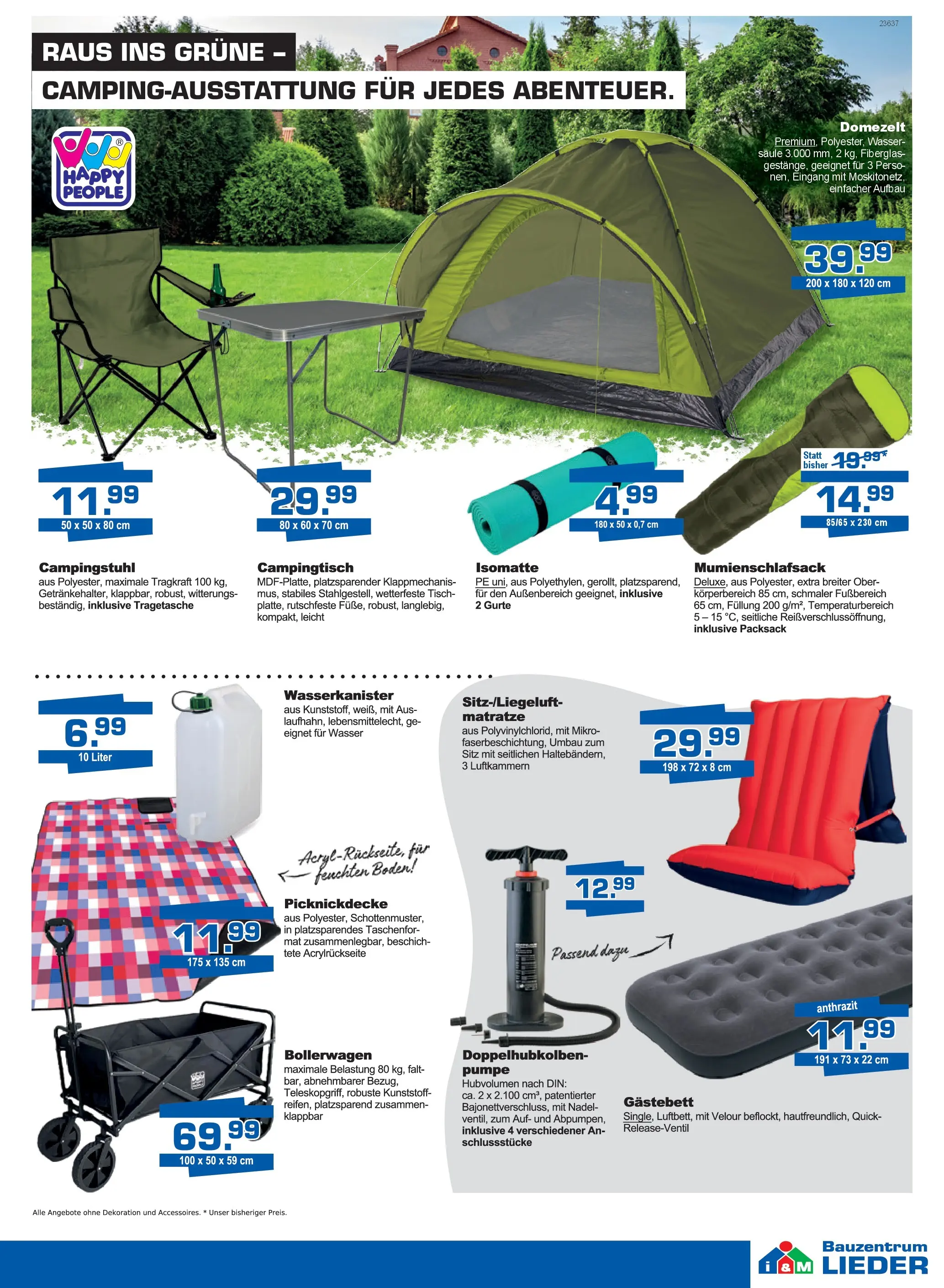 Angebote - Bauzentrum Lieder: Outdoor-Highlights für ihren Sommer (ab 18.07.2026) zum Blättern | Seite: 5 | Produkte: Matratze, Tisch, Wasser