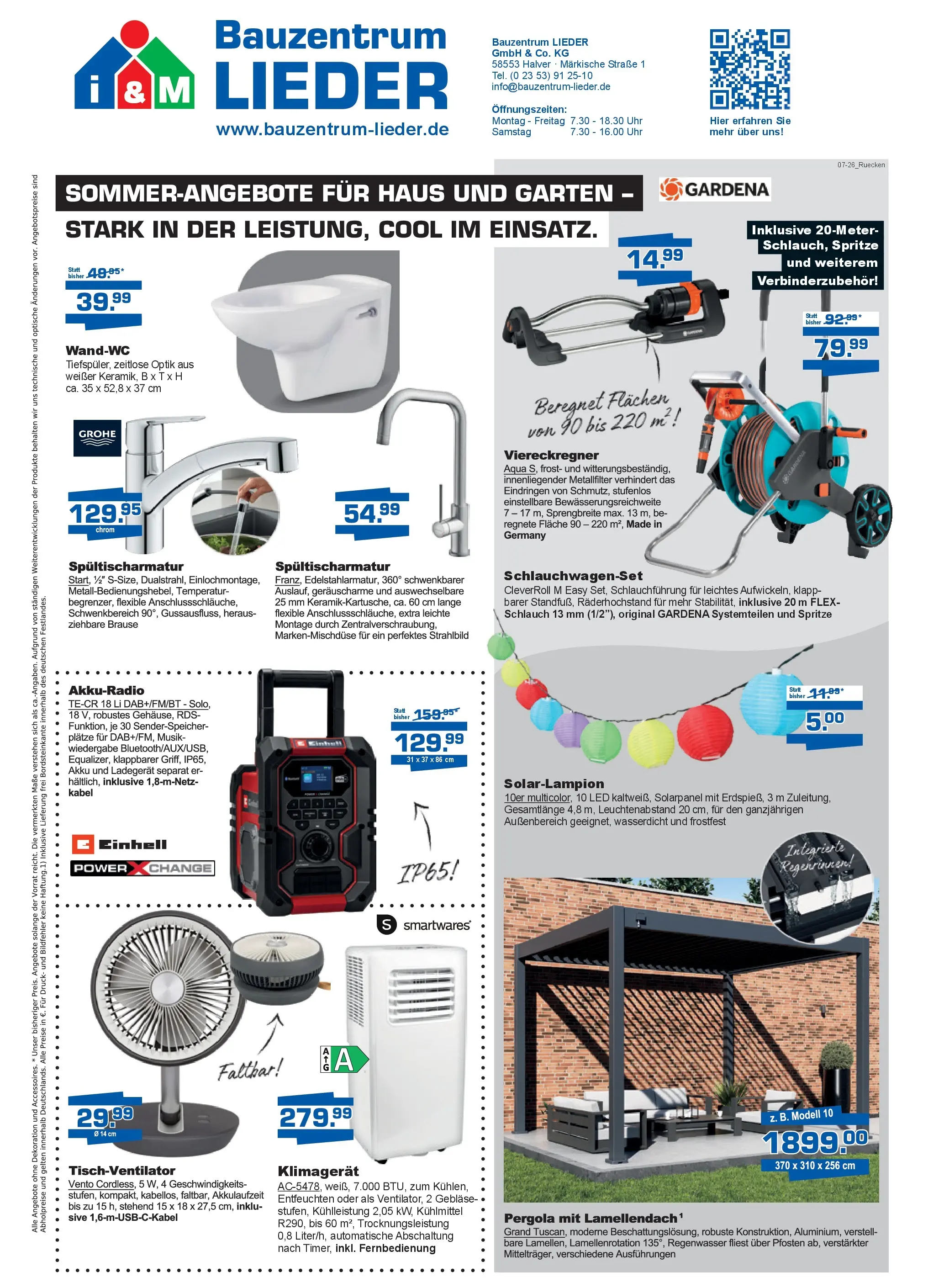 Angebote - Bauzentrum Lieder: Outdoor-Highlights für ihren Sommer (ab 18.07.2026) zum Blättern | Seite: 8 | Produkte: Kabel, Klimagerät, Ladegerät, Uhr