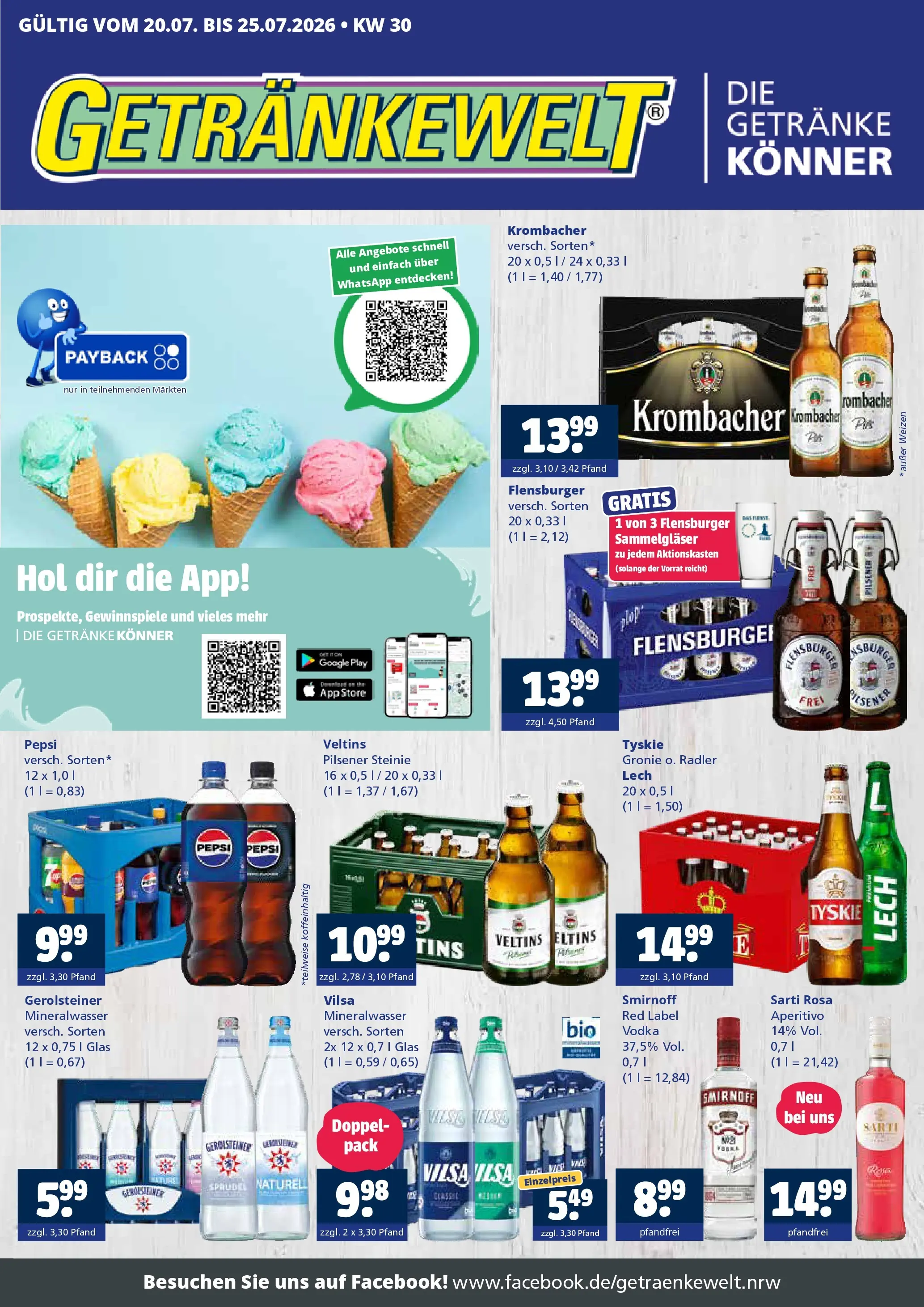 Angebote - Getränkewelt HSE: Getränkeangebote (ab 20.07.2026) zum Blättern | Seite: 1 | Produkte: Tyskie, Mineralwasser, Vodka, Gerolsteiner